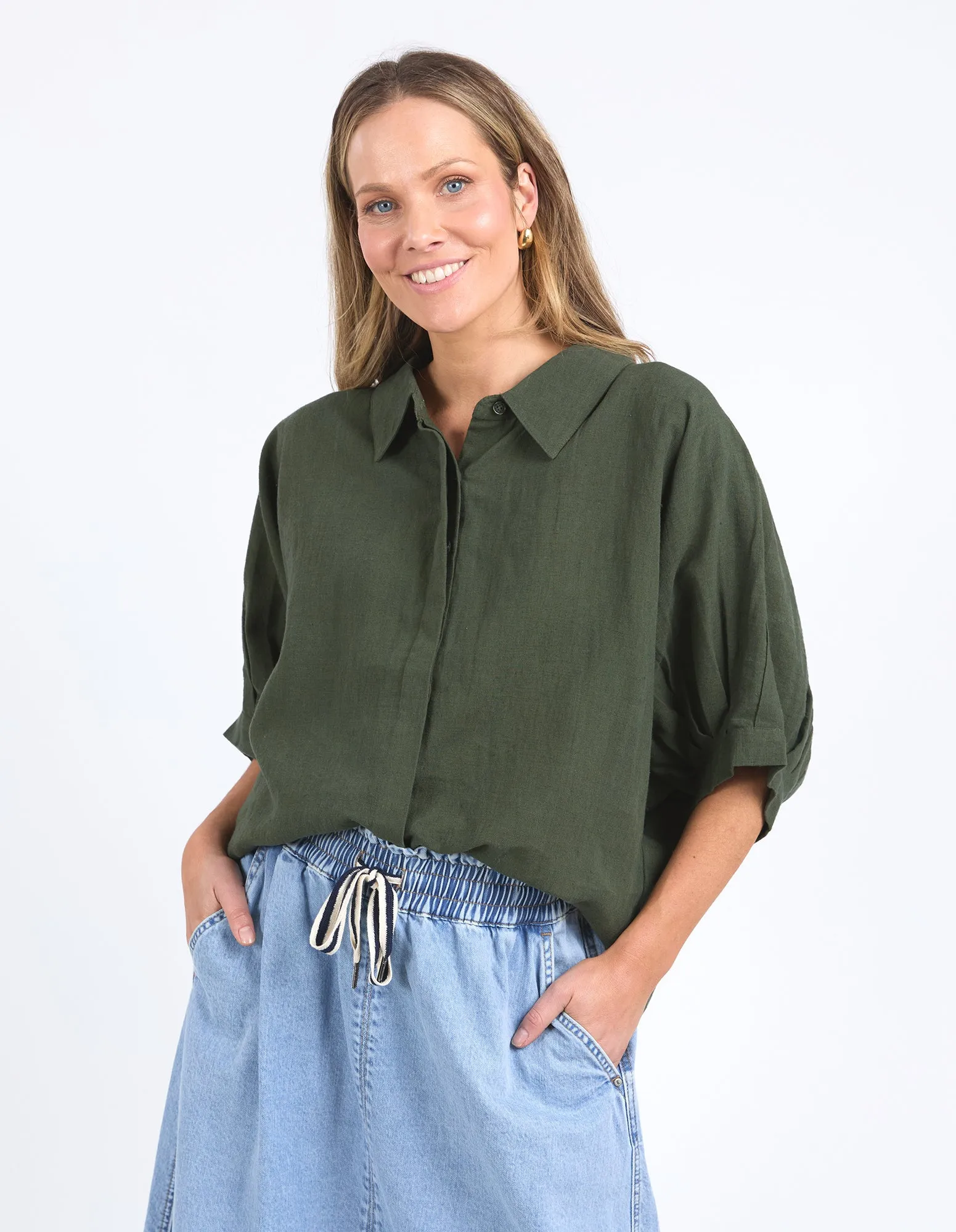 Jemima Shirt Basil sold by Elm Lifestyle