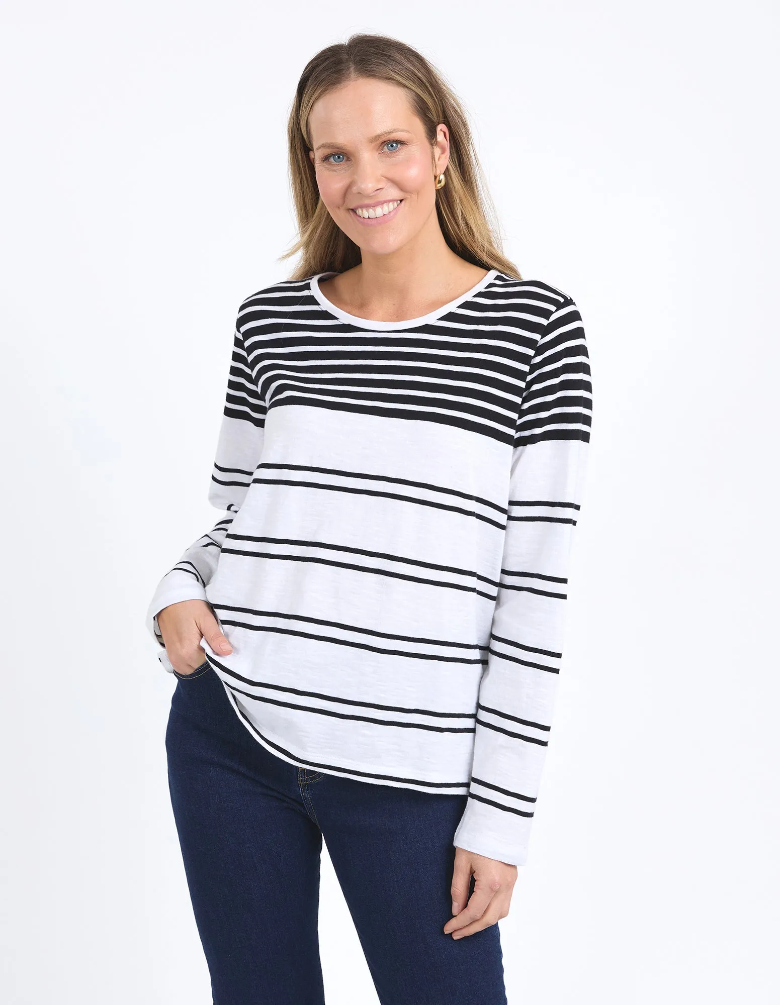 Lexa Stripe Long Sleeve Black & White sold by Elm Lifestyle
