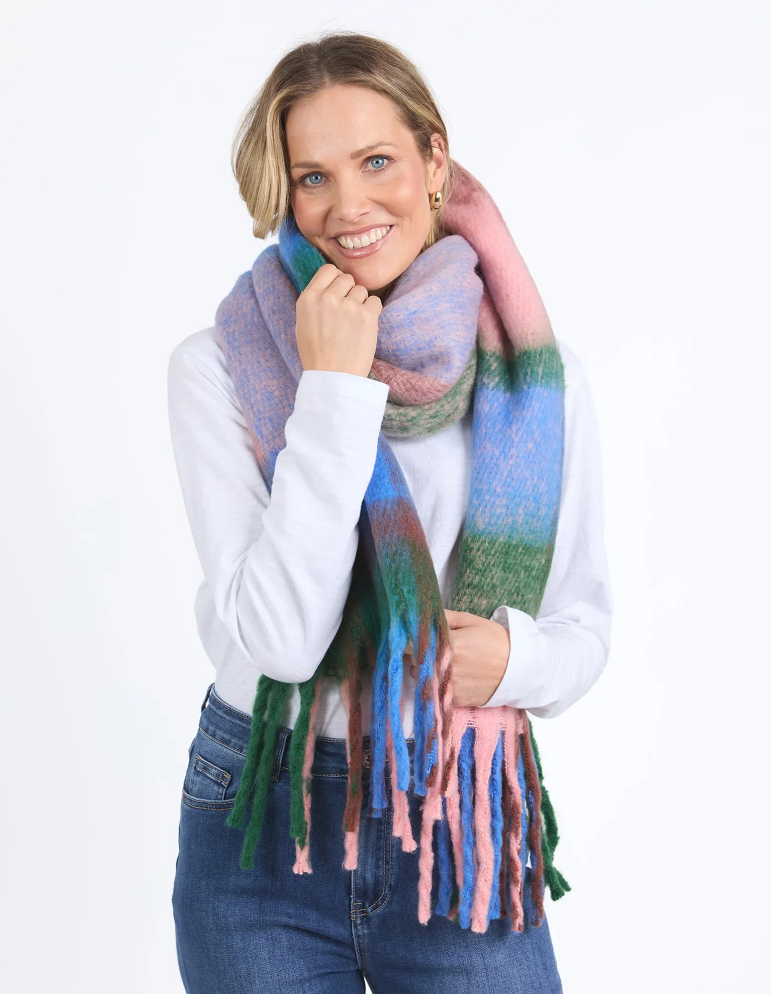 Ribbon Scarf Pink/Blue/Green Check sold by Elm Lifestyle