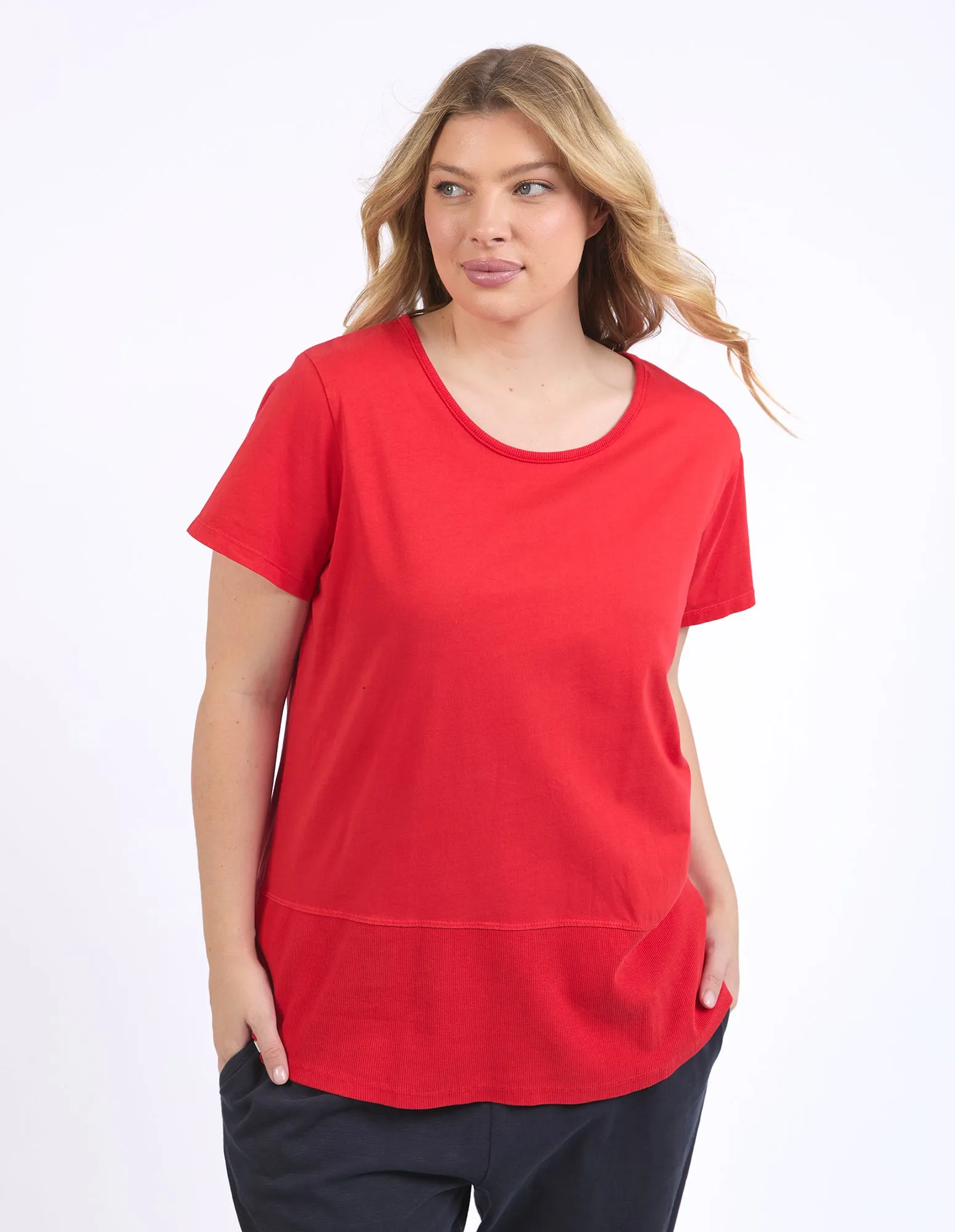 Rib Short Sleeve Tee Poppy sold by Elm Lifestyle product image thumbnail 2