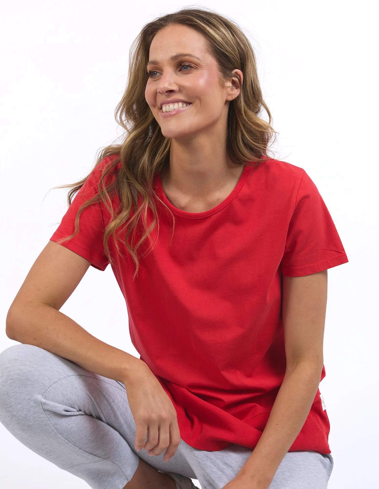 Rib Short Sleeve Tee Poppy sold by Elm Lifestyle