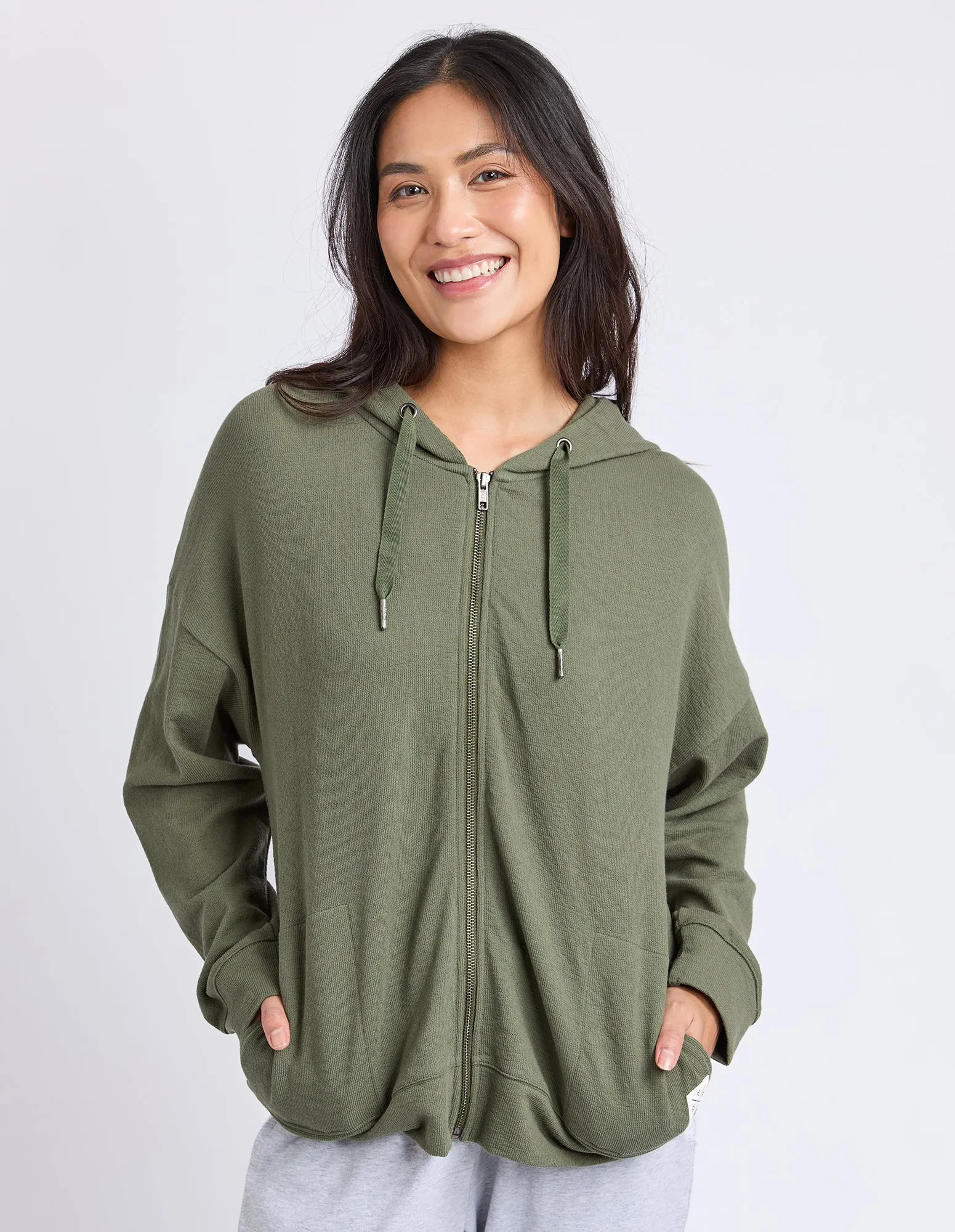 Beachy Long Sleeve Zip Hoodie Clover sold by Elm Lifestyle