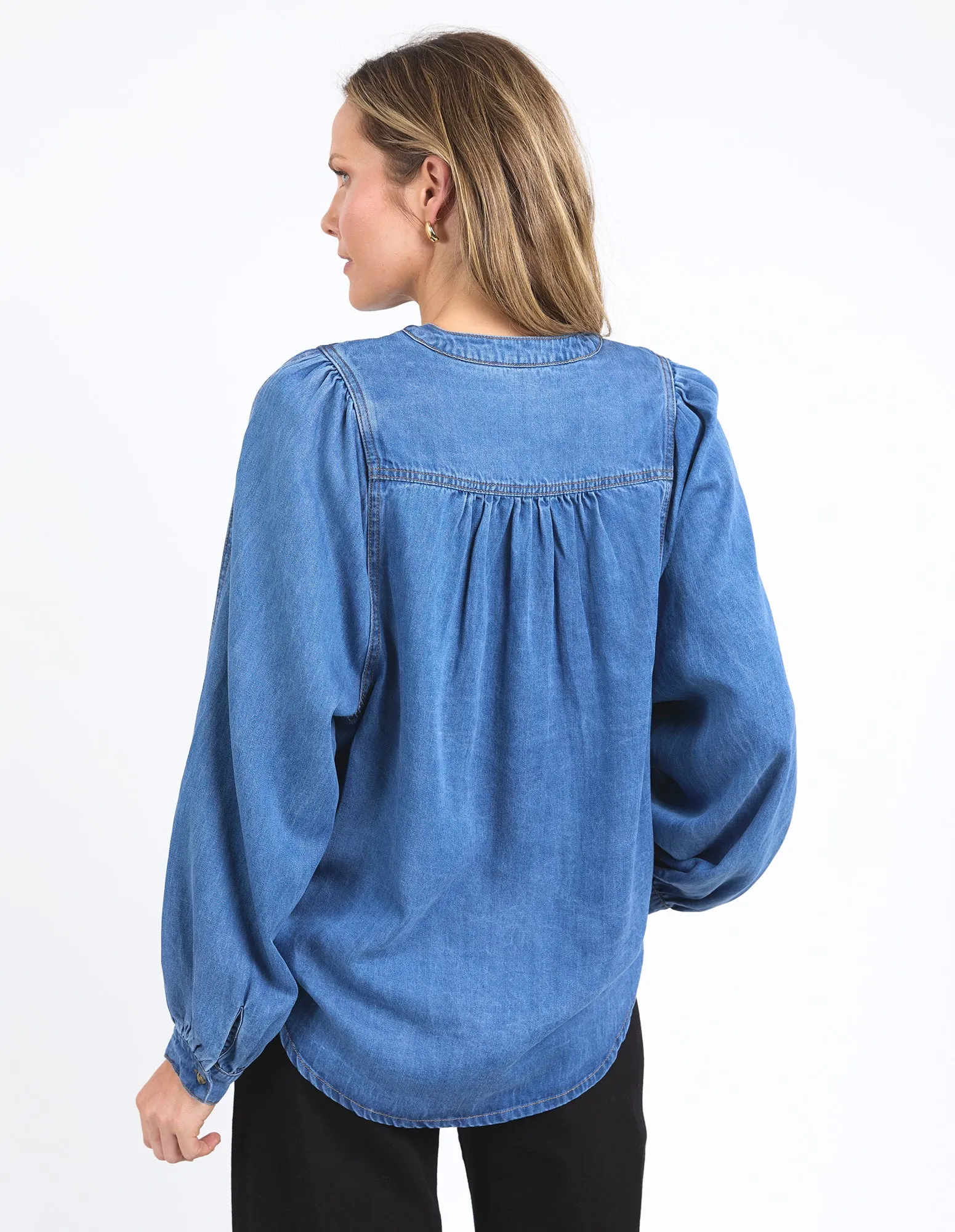 Brooke Denim Shirt Mid Blue Denim sold by Elm Lifestyle product image thumbnail 4