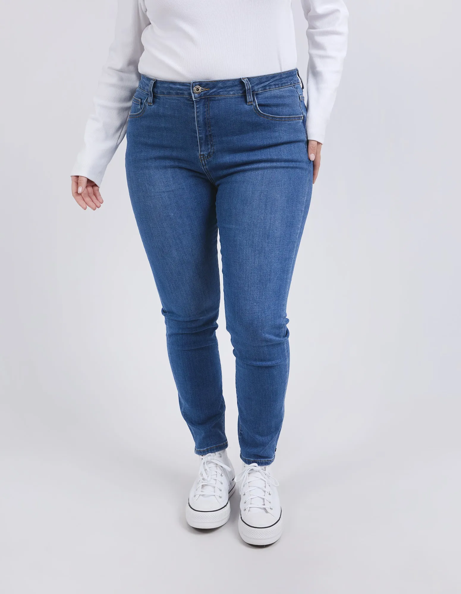 Georgie Slim Leg Jean Mid Blue Wash sold by Elm Lifestyle