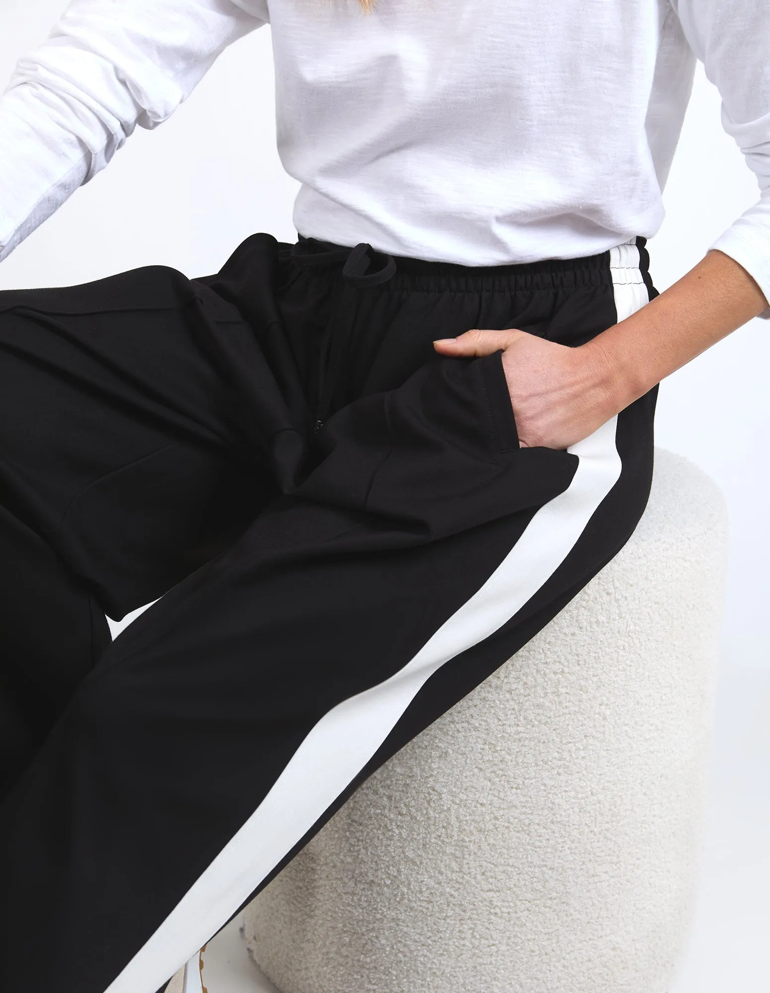 Carmen Wide Leg Pant Black & Marshmallow Stripe sold by Elm Lifestyle product image thumbnail 5