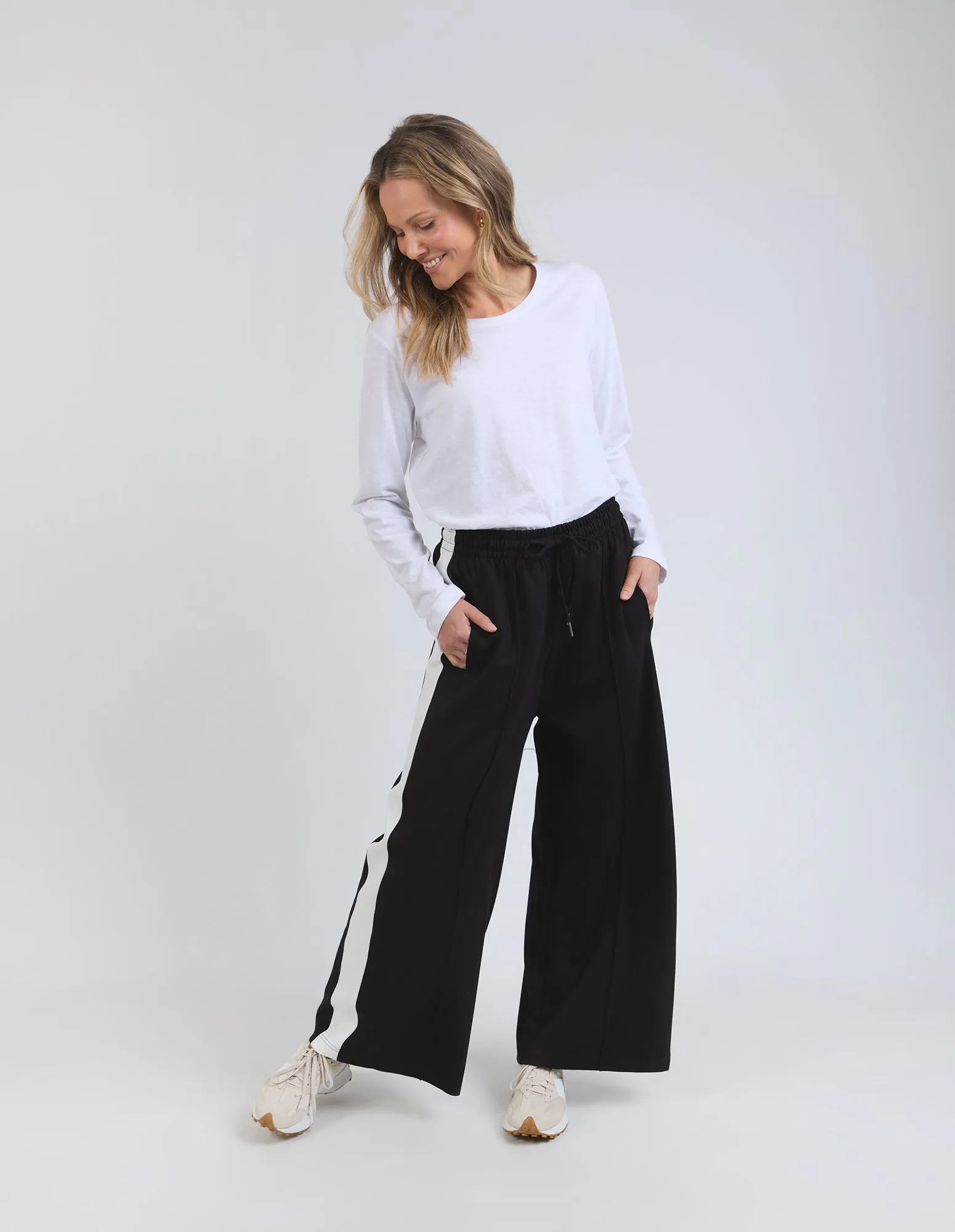 Carmen Wide Leg Pant Black & Marshmallow Stripe sold by Elm Lifestyle product image thumbnail 2