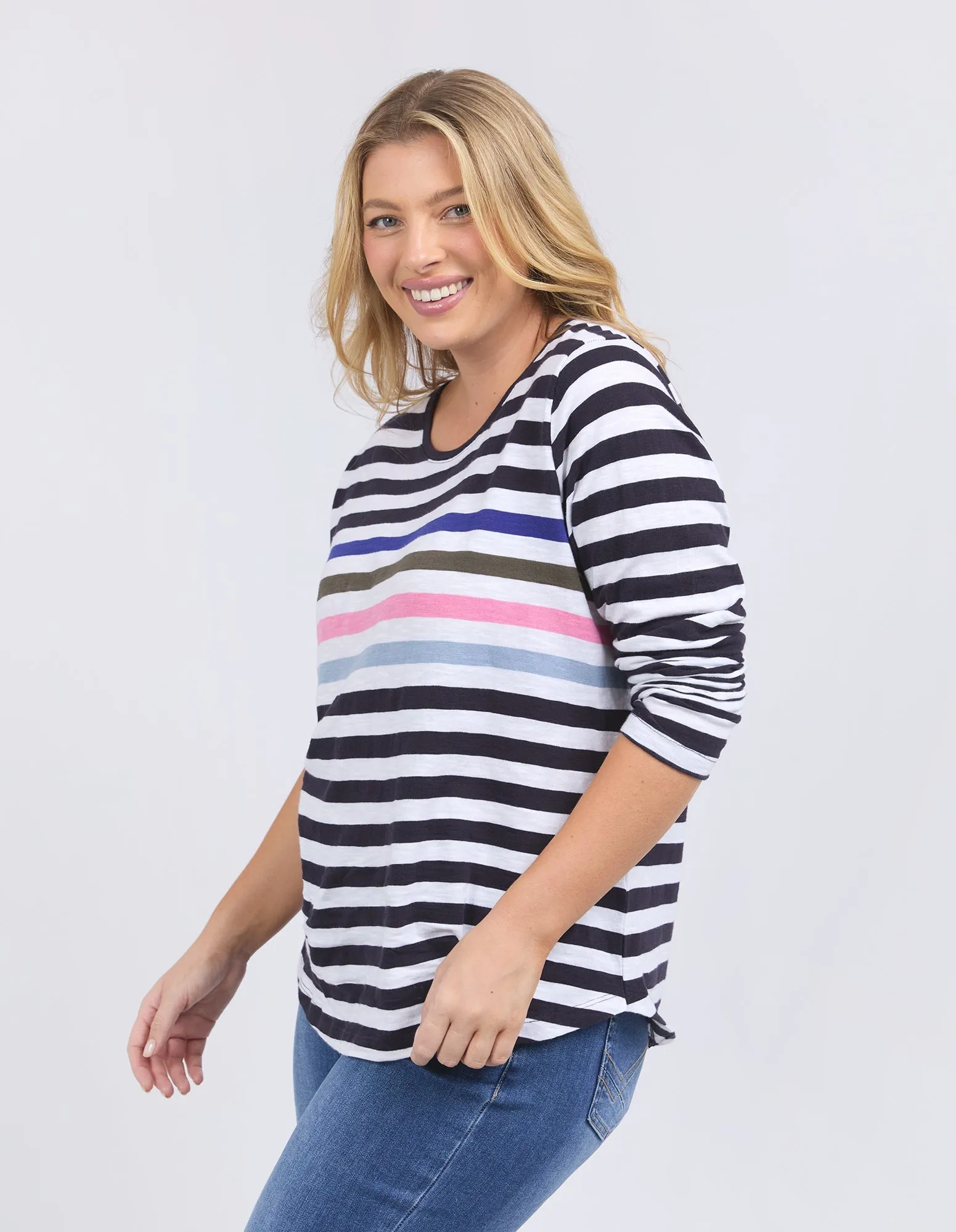 Harmony Long Sleeve Tee Navy & White Stripe sold by Elm Lifestyle product image thumbnail 4