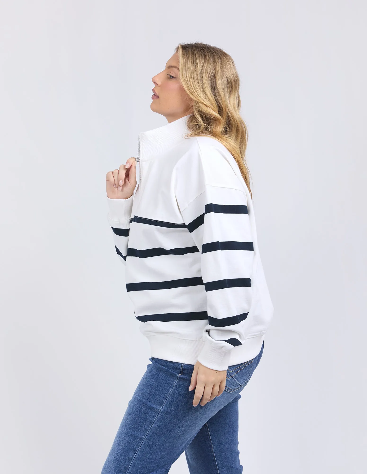 Lane Zip Crew White/Navy Stripe sold by Elm Lifestyle product image thumbnail 4