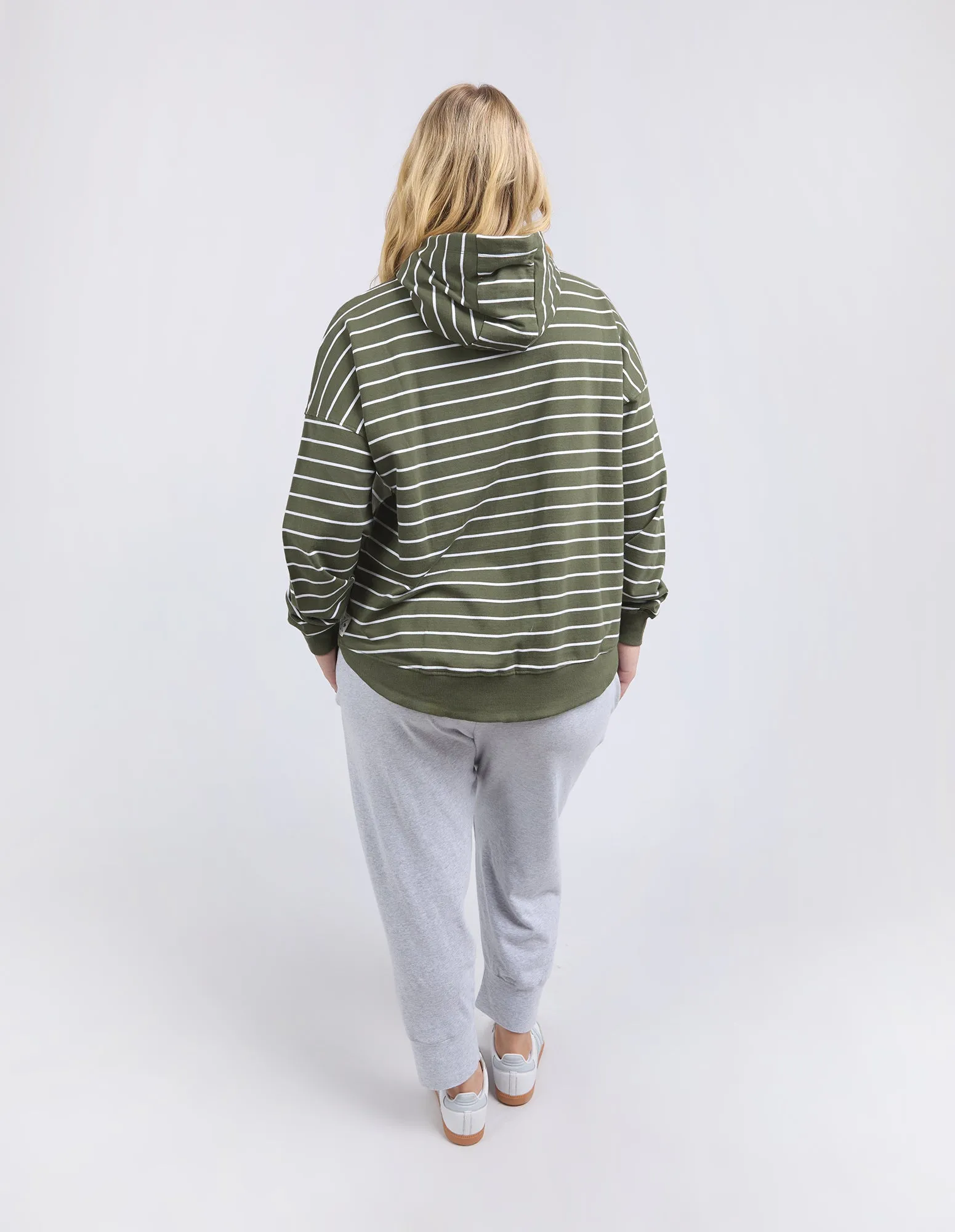Lounger Scoop Hoodie Stripe Clover & White sold by Elm Lifestyle product image thumbnail 3