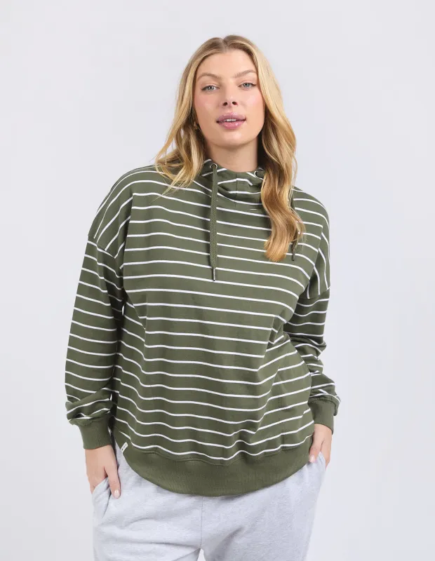 Lounger Scoop Hoodie Stripe Clover & White sold by Elm Lifestyle