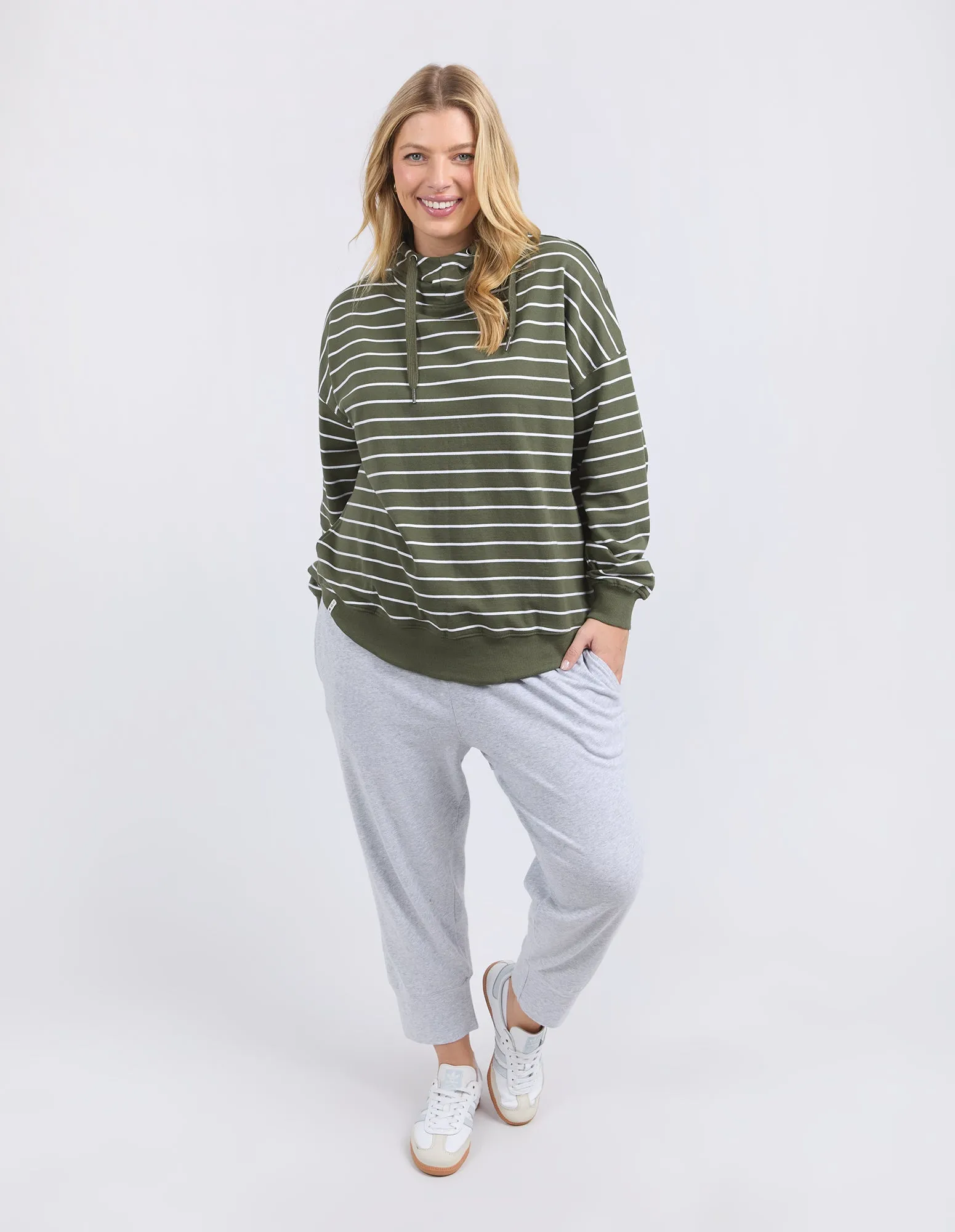 Lounger Scoop Hoodie Stripe Clover & White sold by Elm Lifestyle product image thumbnail 2