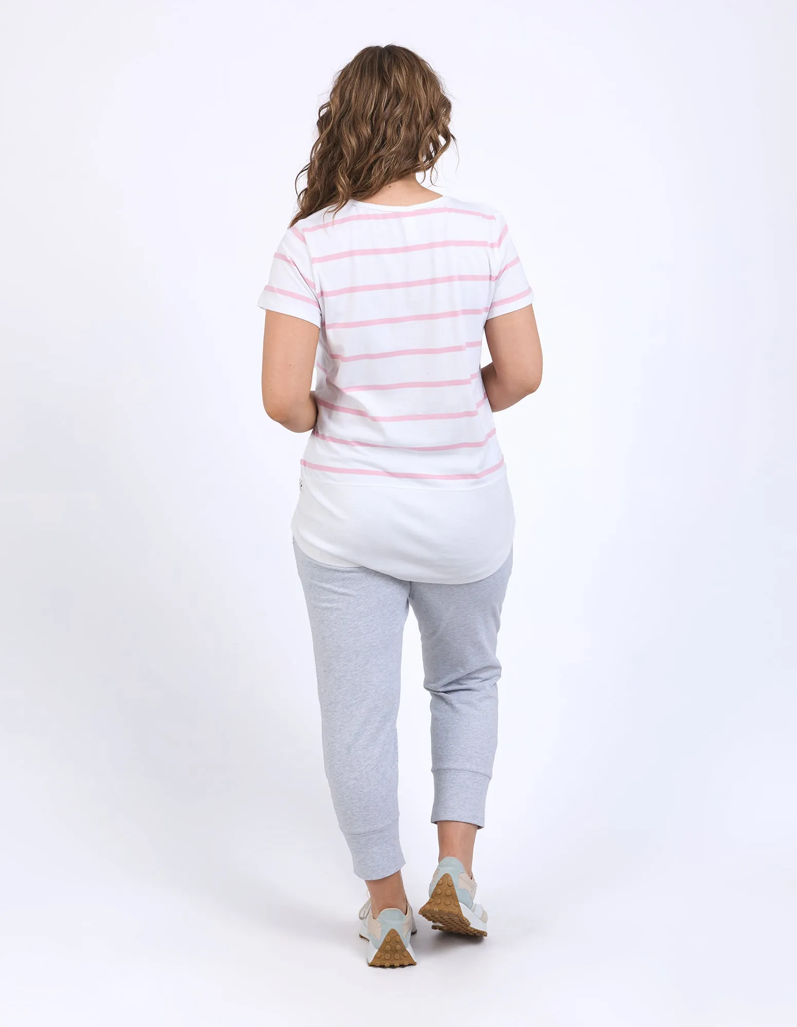 Rib Short Sleeve Tee Stripe Soft Pink sold by Elm Lifestyle product image thumbnail 3