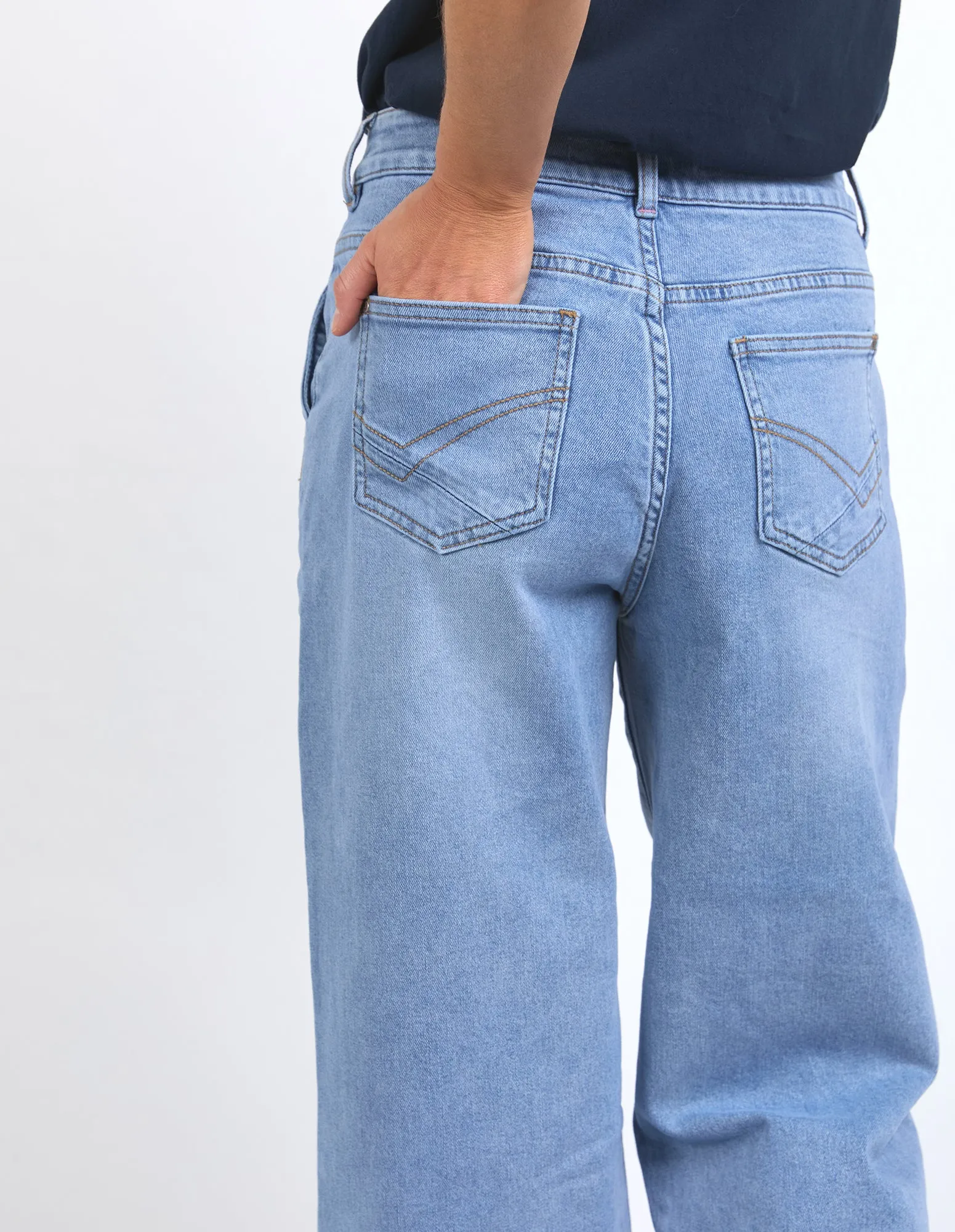 Sidney Cropped Wide Leg Jean Light Blue Wash sold by Elm Lifestyle product image thumbnail 5