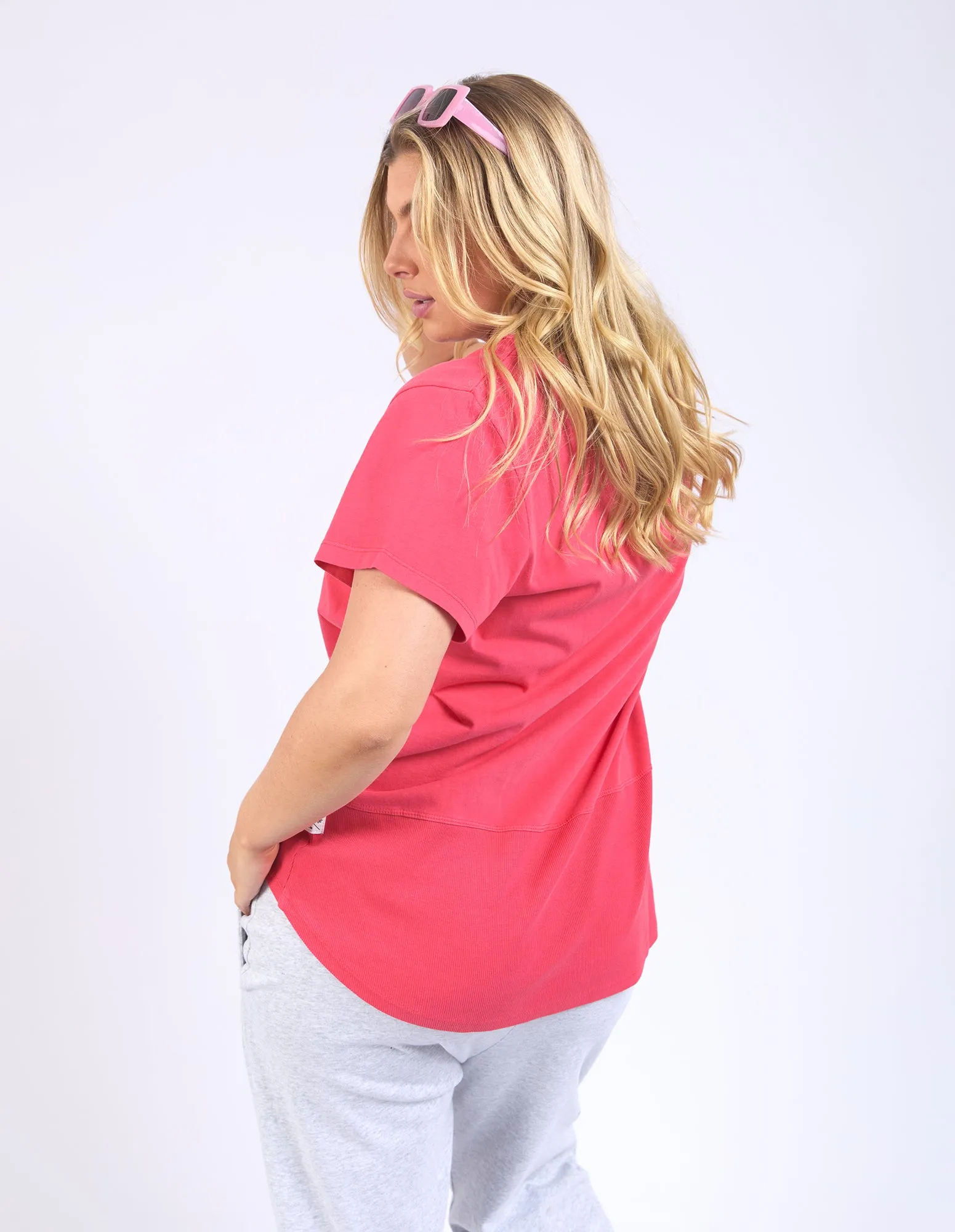 Rib Short Sleeve Tee Bittersweet Red sold by Elm Lifestyle product image thumbnail 3