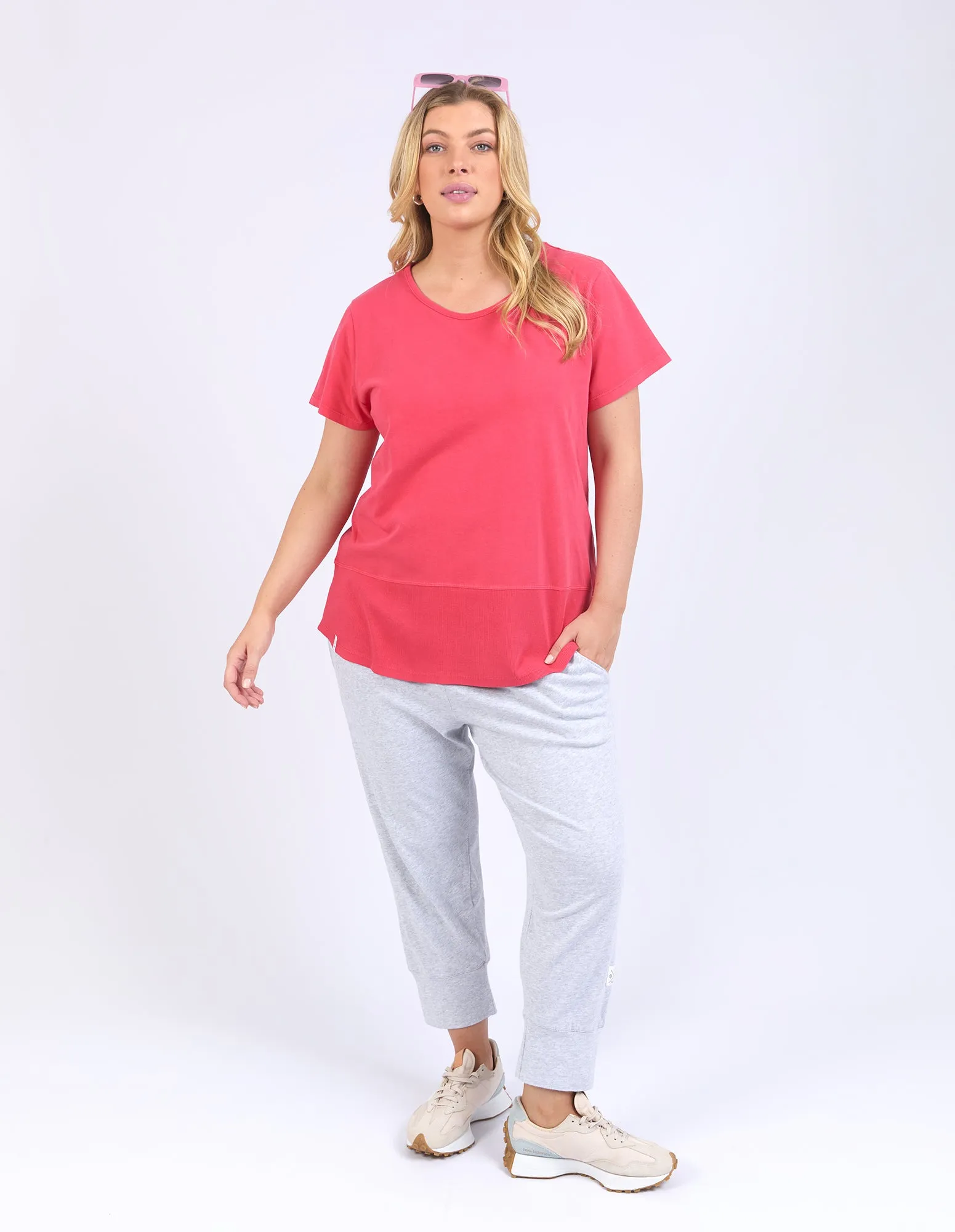 Rib Short Sleeve Tee Bittersweet Red sold by Elm Lifestyle product image thumbnail 2