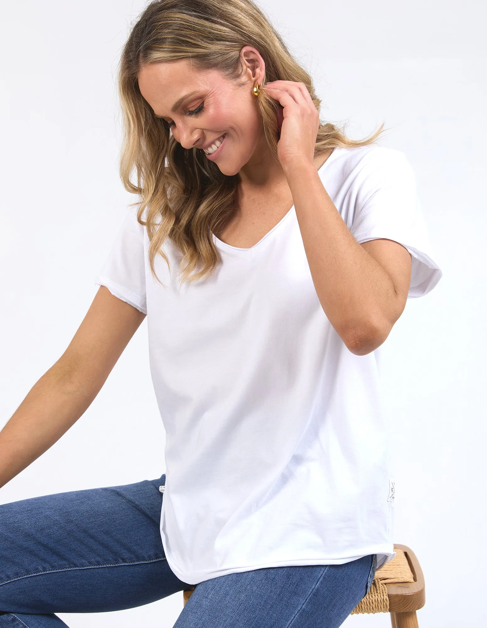 Pima Vee Tee White sold by Elm Lifestyle product image thumbnail 3