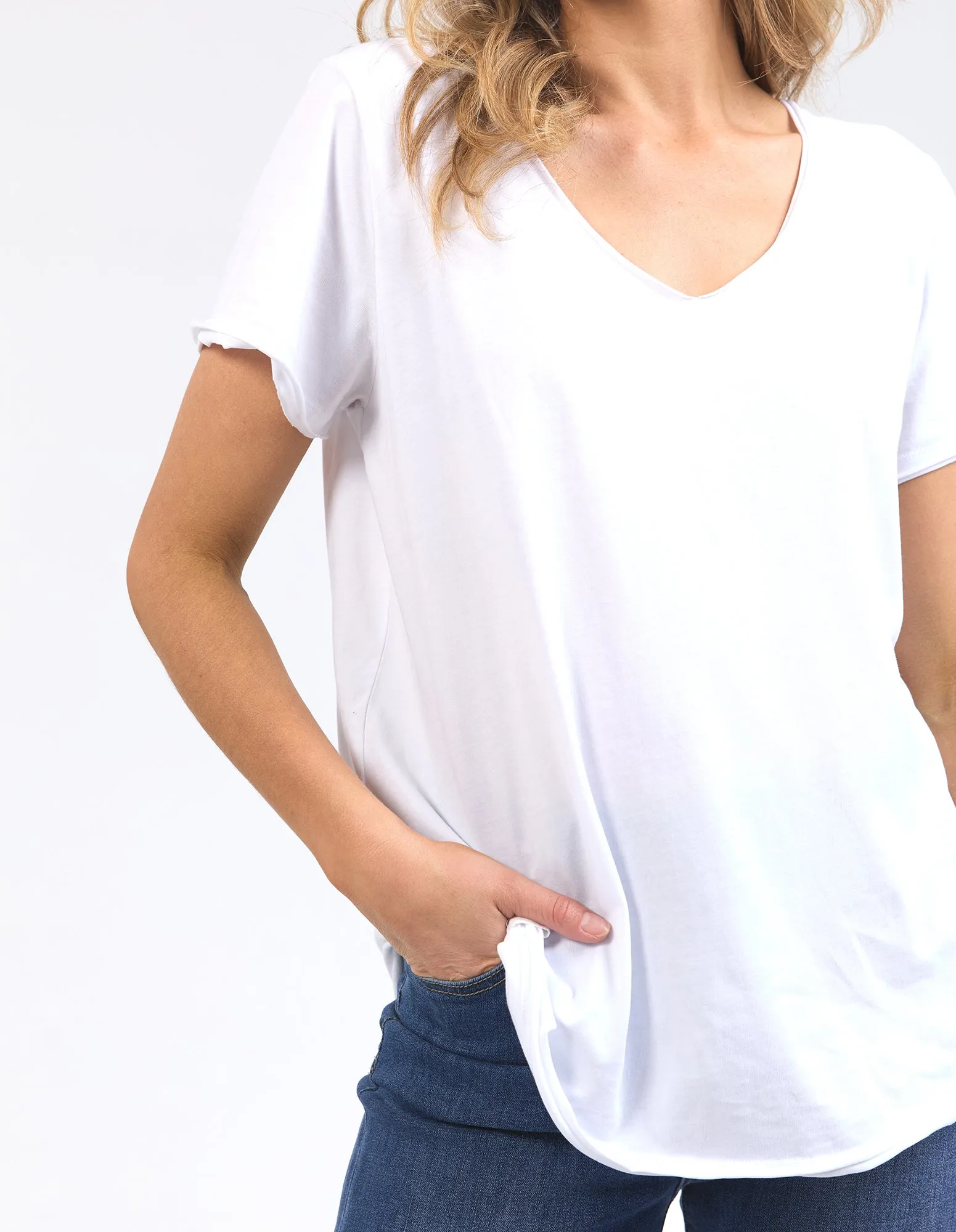 Pima Vee Tee White sold by Elm Lifestyle product image thumbnail 4
