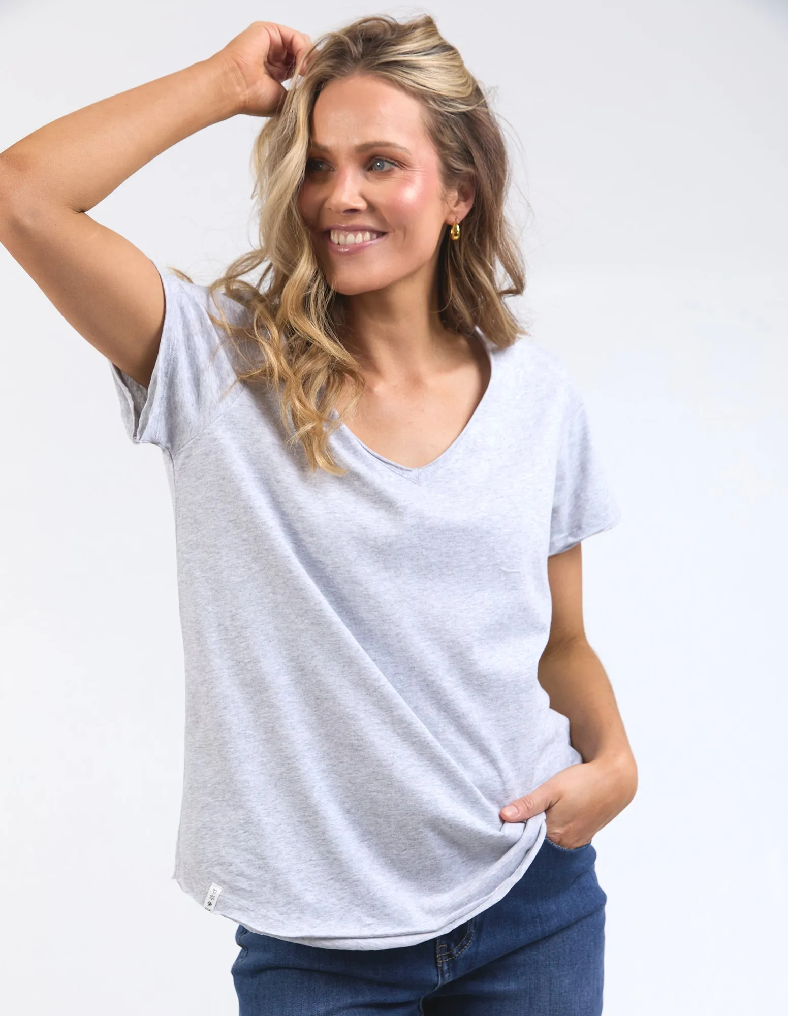 Pima Vee Tee Grey Marle sold by Elm Lifestyle