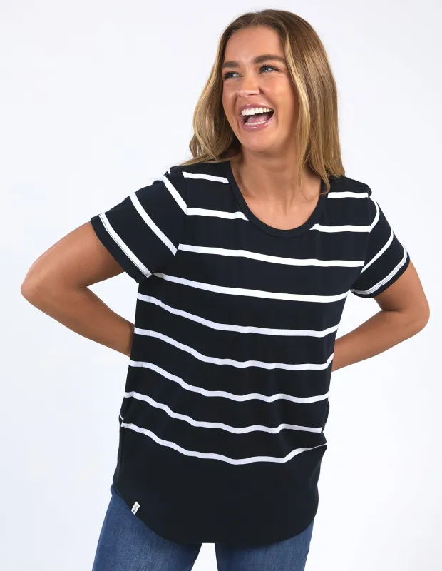 Rib Short Sleeve Tee Navy & White Stripe sold by Elm Lifestyle