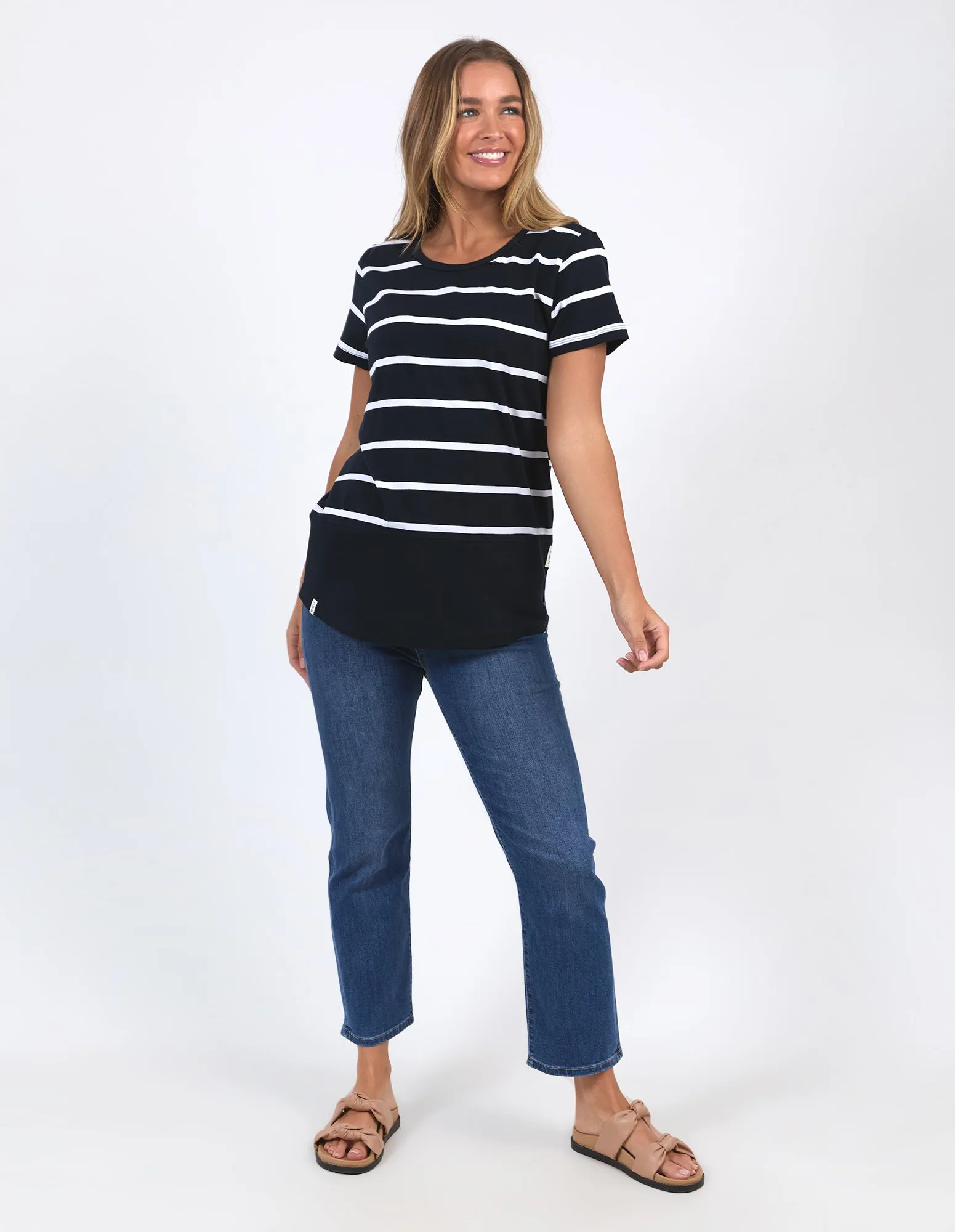 Rib Short Sleeve Tee Navy & White Stripe sold by Elm Lifestyle product image thumbnail 2