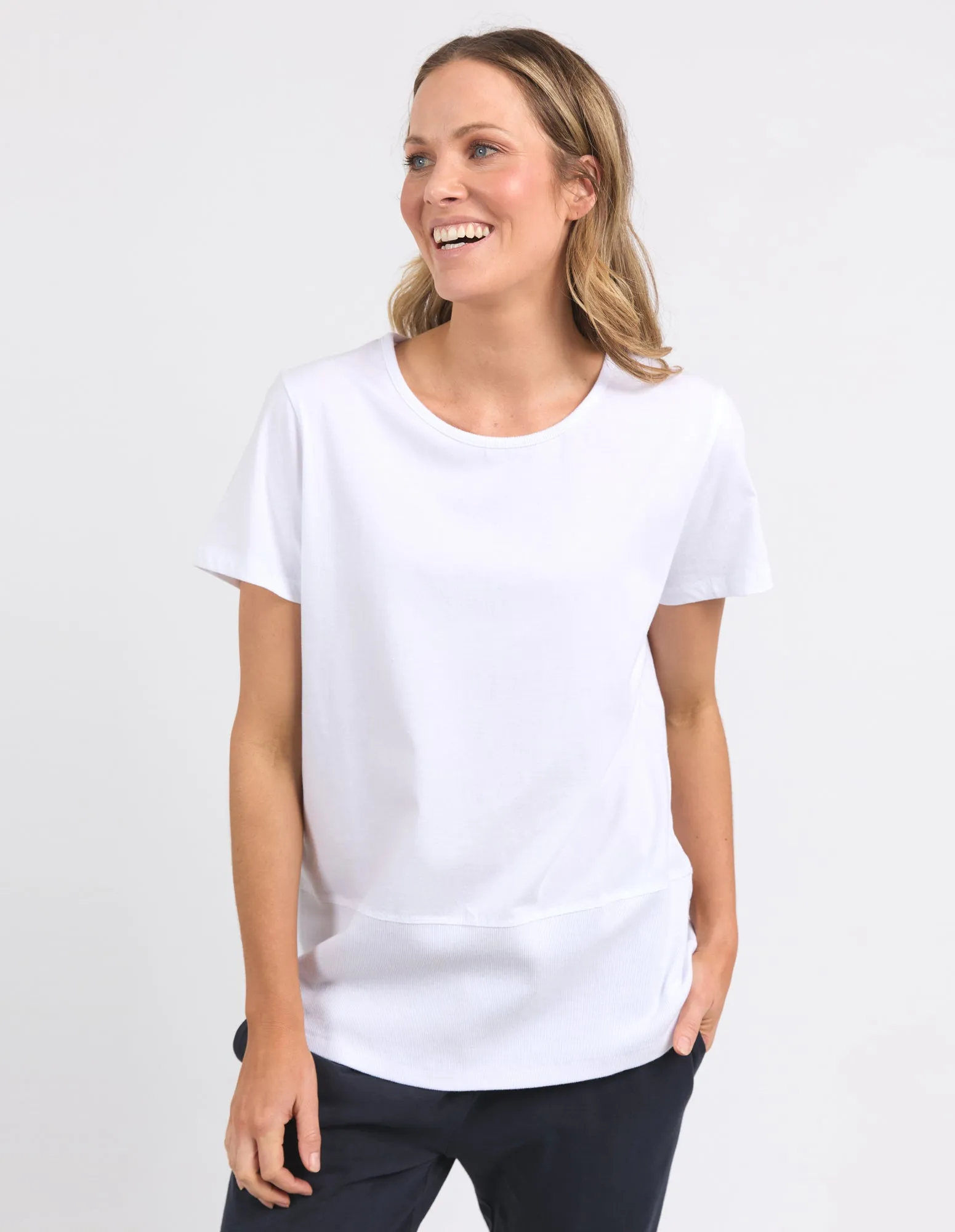 Rib Short Sleeve Tee White sold by Elm Lifestyle