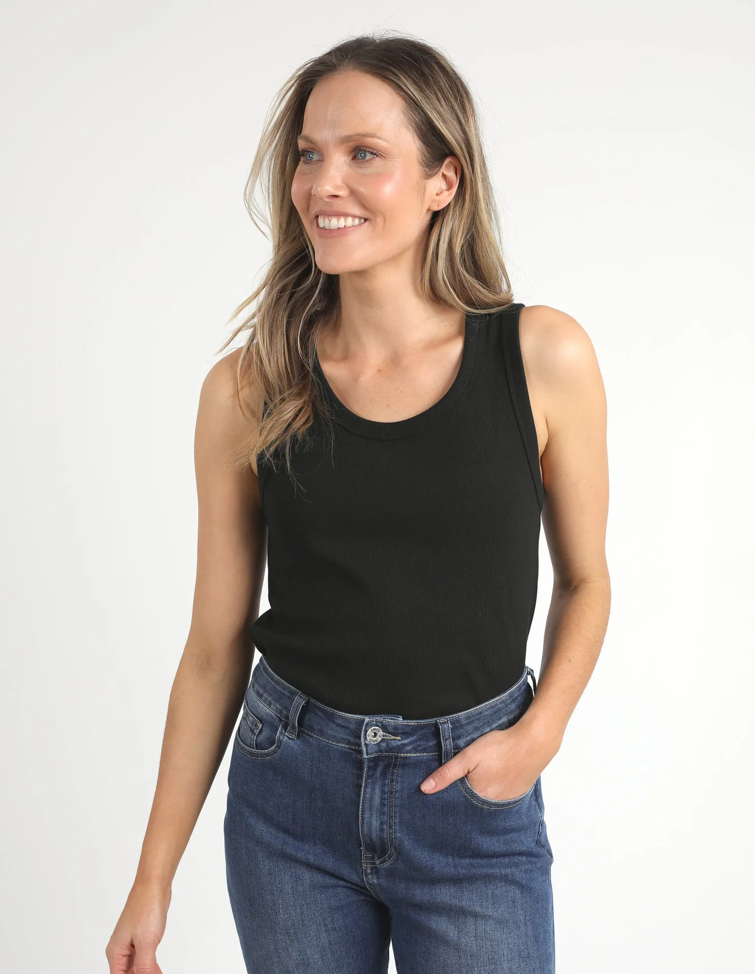 Rib Crew Tank Black sold by Elm Lifestyle