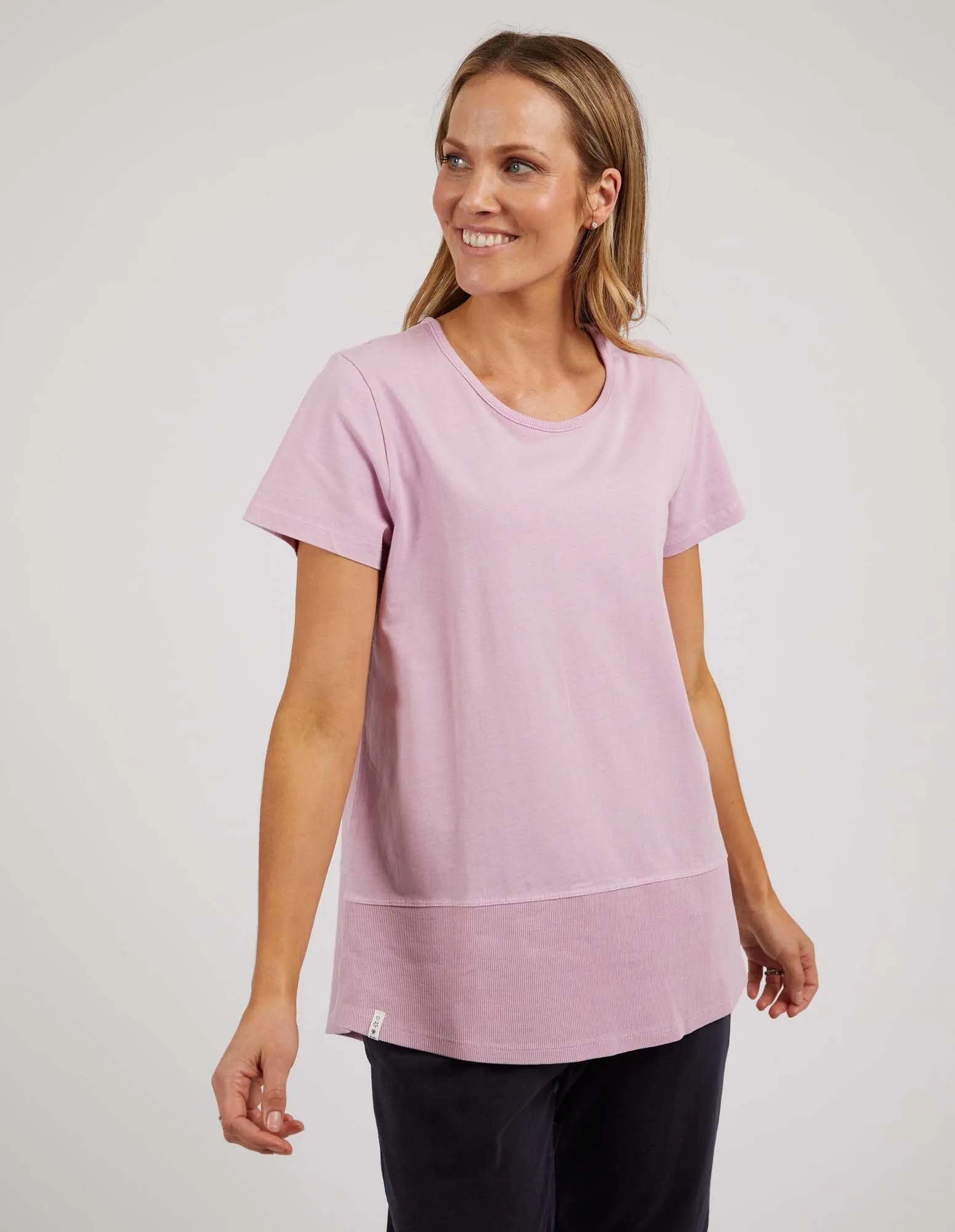 Rib Short Sleeve Tee Peony Pink sold by Elm Lifestyle