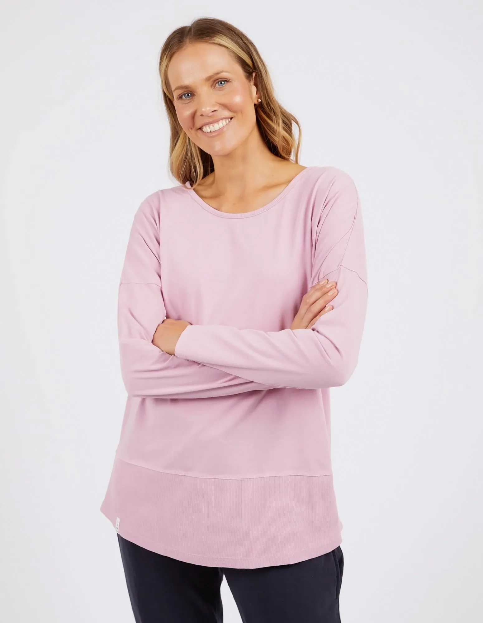 Rib Long Sleeve Peony Pink sold by Elm Lifestyle
