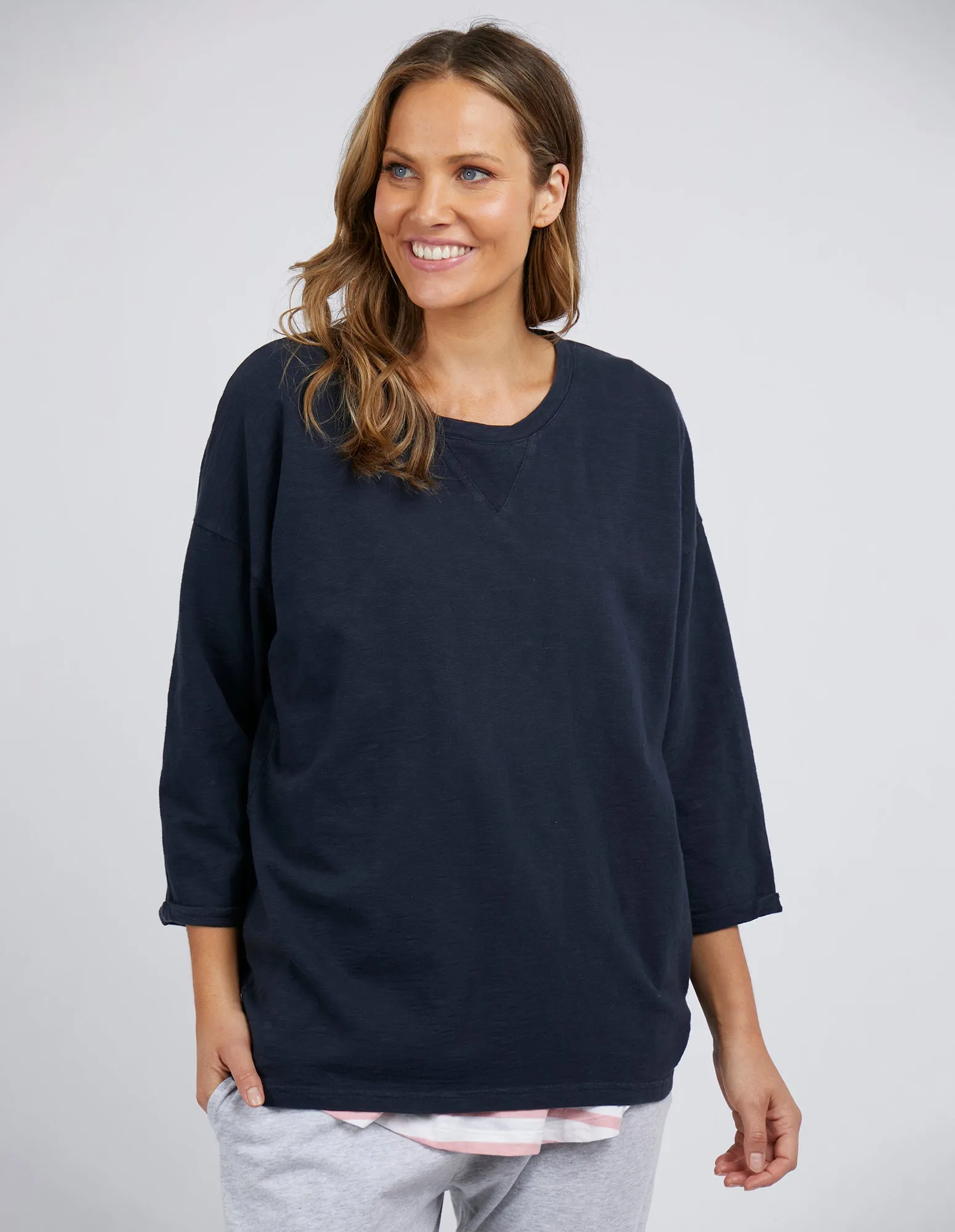 Annie 3/4 Sleeve Tee Navy sold by Elm Lifestyle
