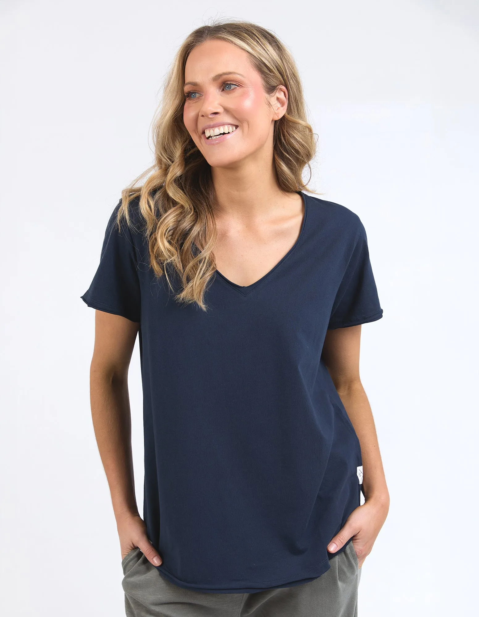 Pima Vee Tee Navy sold by Elm Lifestyle