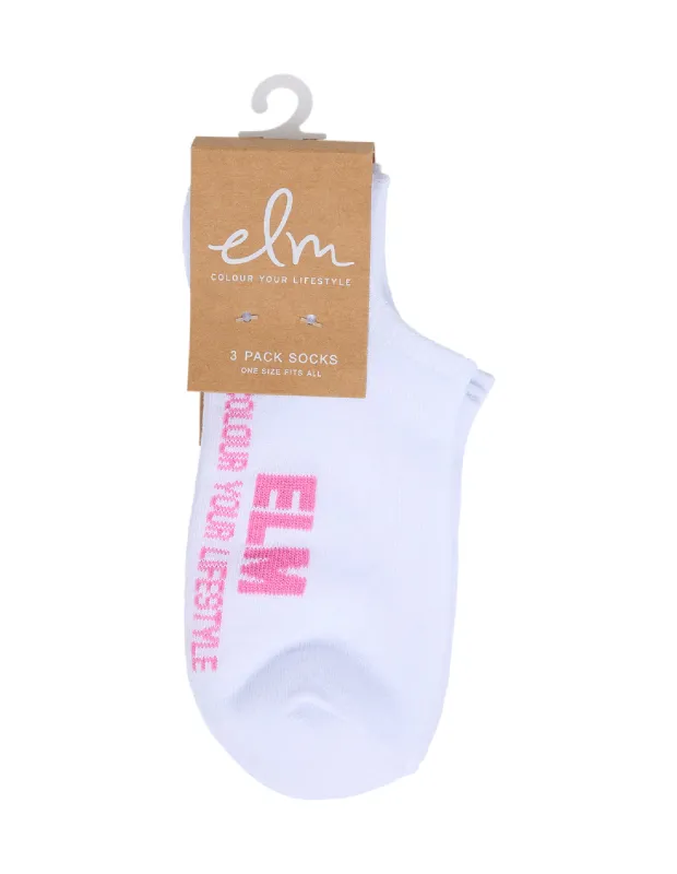 No Show Socks 3pk Wht sold by Elm Lifestyle