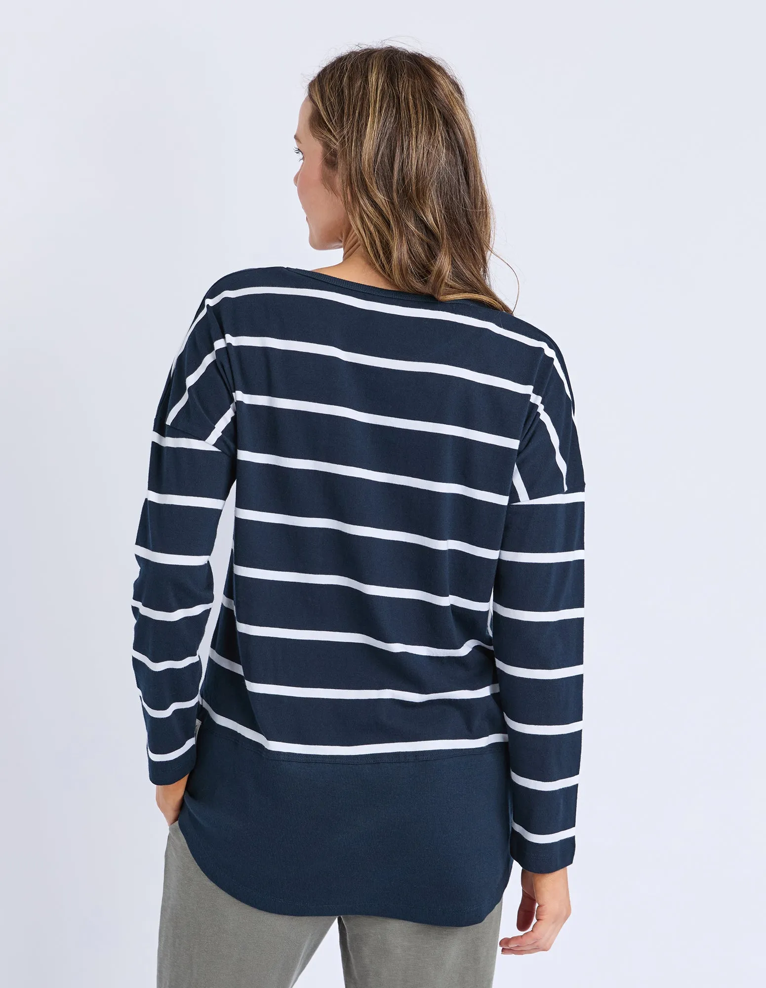 Rib Long Sleeve Navy & White Stripe sold by Elm Lifestyle product image thumbnail 3