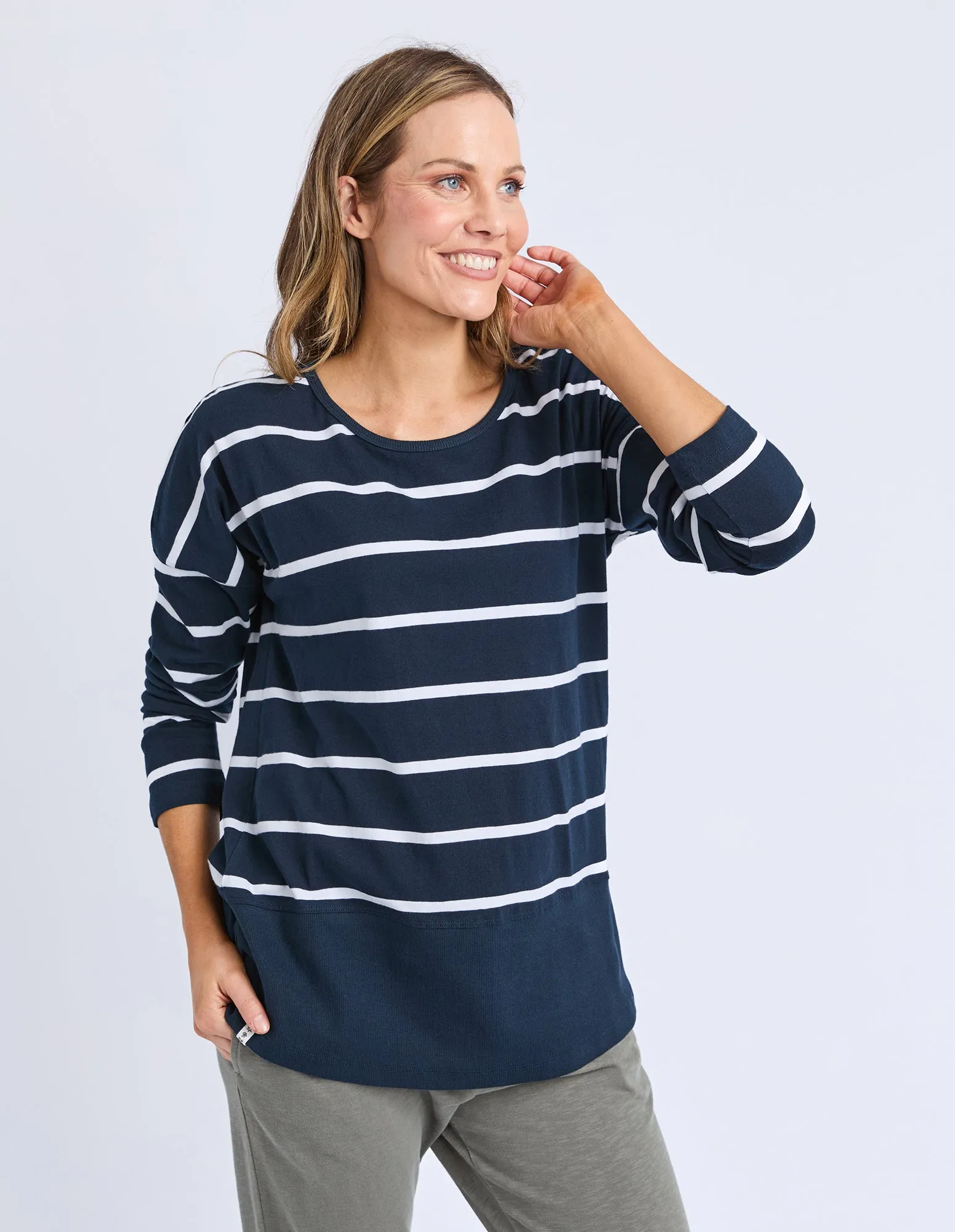 Rib Long Sleeve Navy & White Stripe sold by Elm Lifestyle product image thumbnail 4