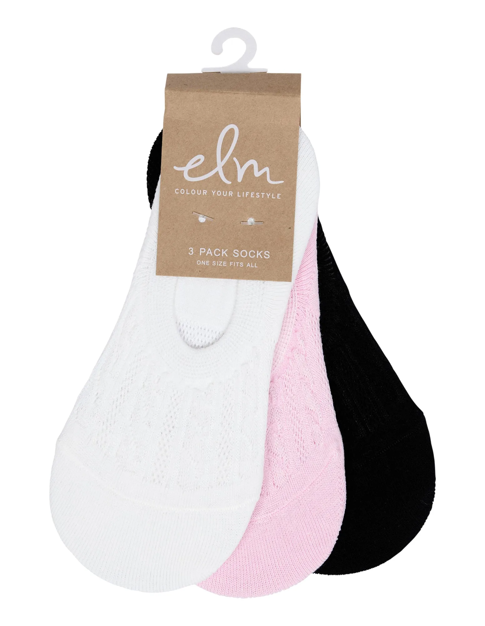 Jaquard 3 Pack Socks Black White & Pink sold by Elm Lifestyle