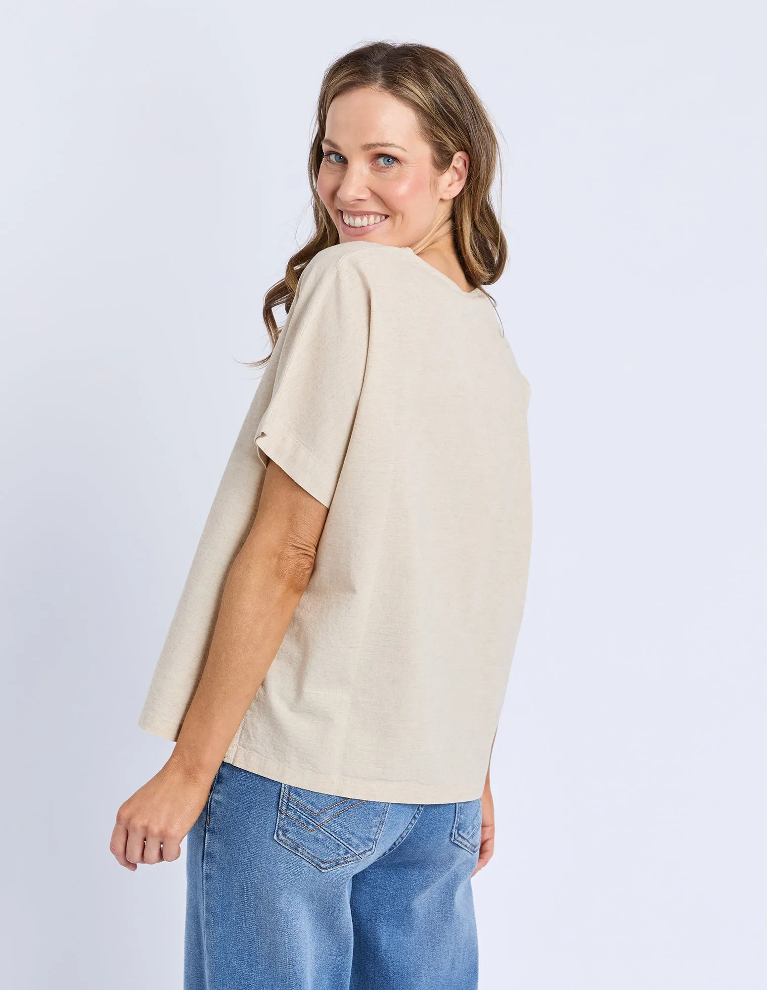 Curtis Woven S/S Tee Oatmeal sold by Elm Lifestyle product image thumbnail 3