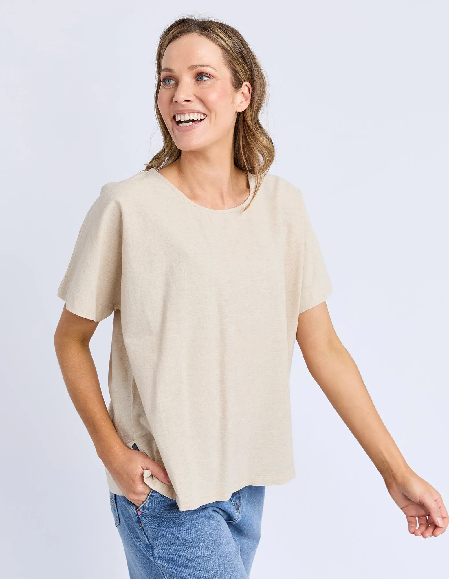 Curtis Woven S/S Tee Oatmeal sold by Elm Lifestyle product image thumbnail 4