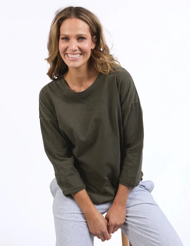 Annie 3/4 Sleeve Tee Basil sold by Elm Lifestyle