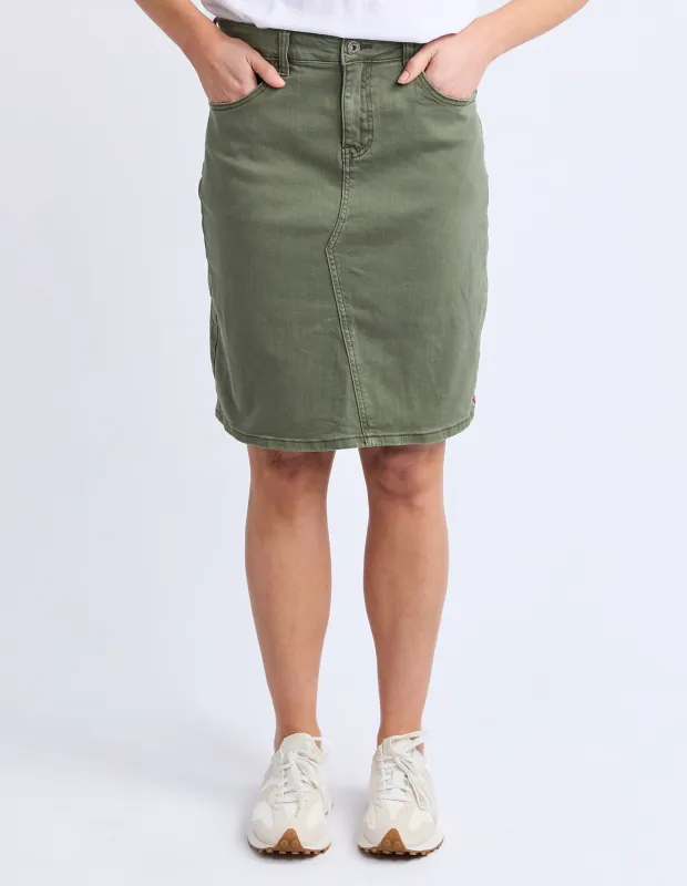 Belle Denim Skirt Washed Khaki sold by Elm Lifestyle
