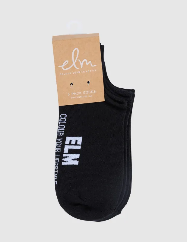 No Show Socks 3 Pack Black sold by Elm Lifestyle