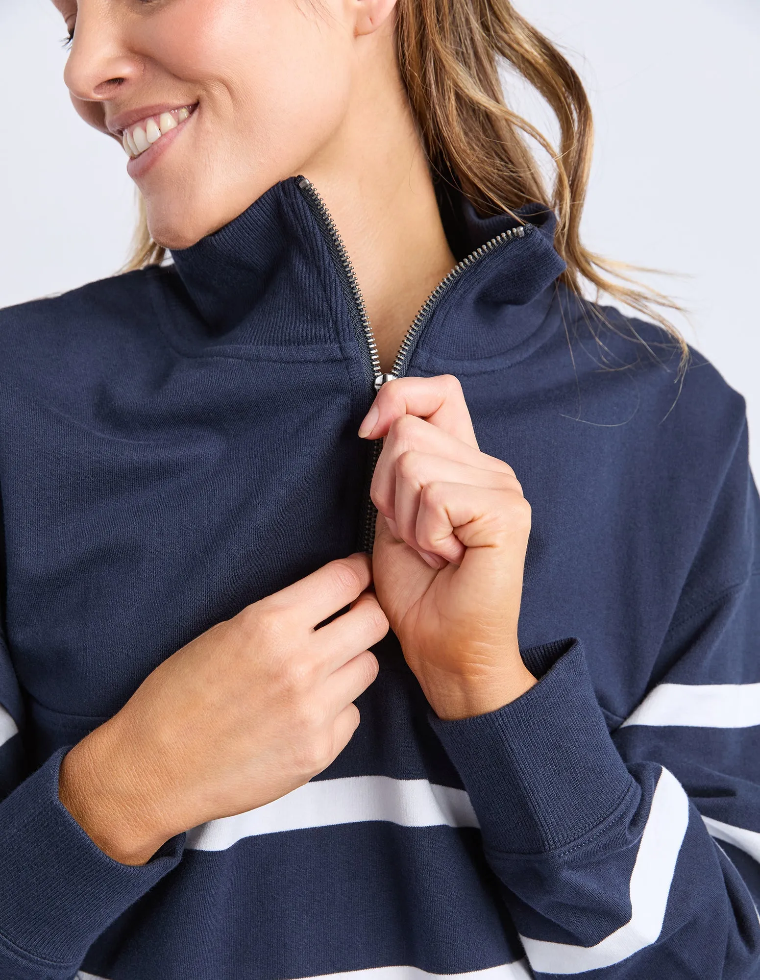 Track Zip Crew Navy & White Stripe sold by Elm Lifestyle product image thumbnail 5