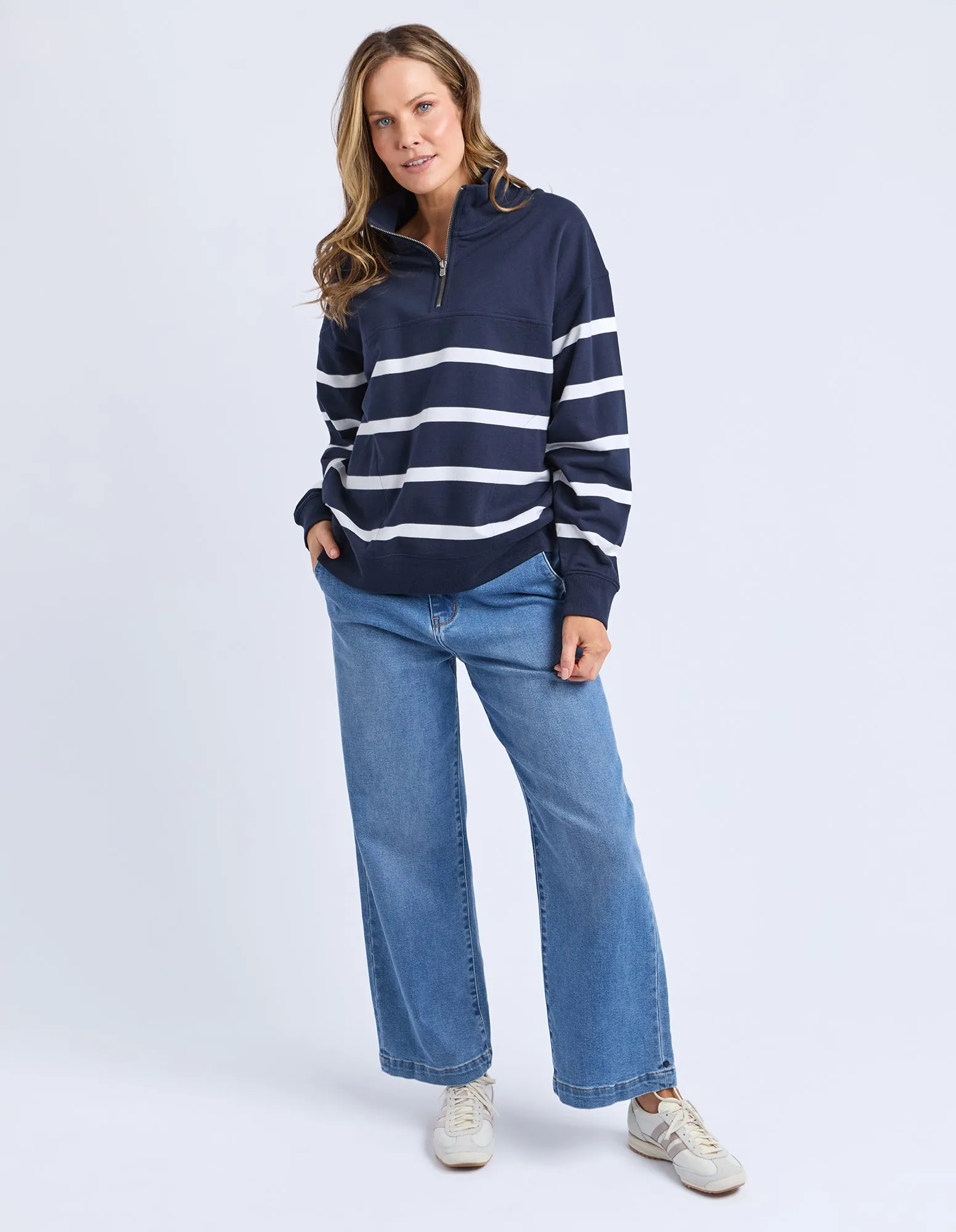 Track Zip Crew Navy & White Stripe sold by Elm Lifestyle product image thumbnail 2