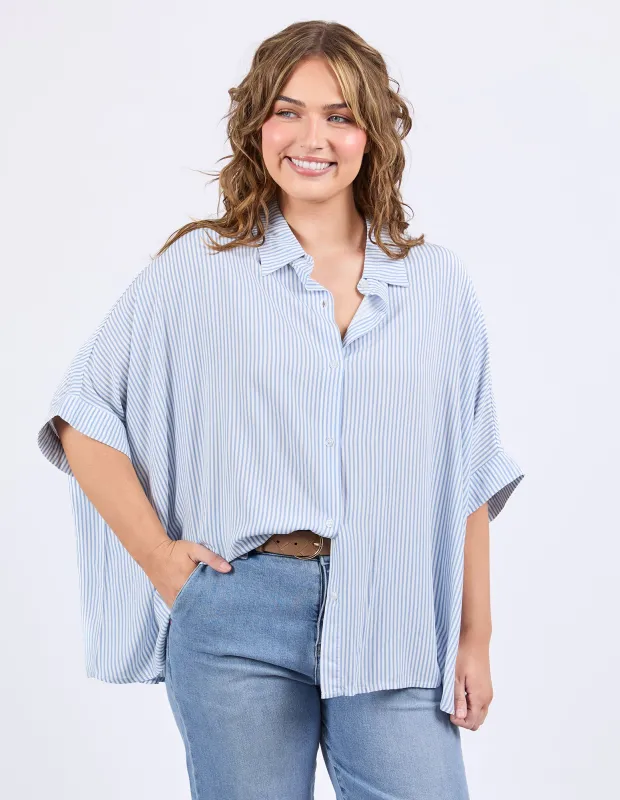 Luna Shirt Dusk Blue & White Stripe sold by Elm Lifestyle