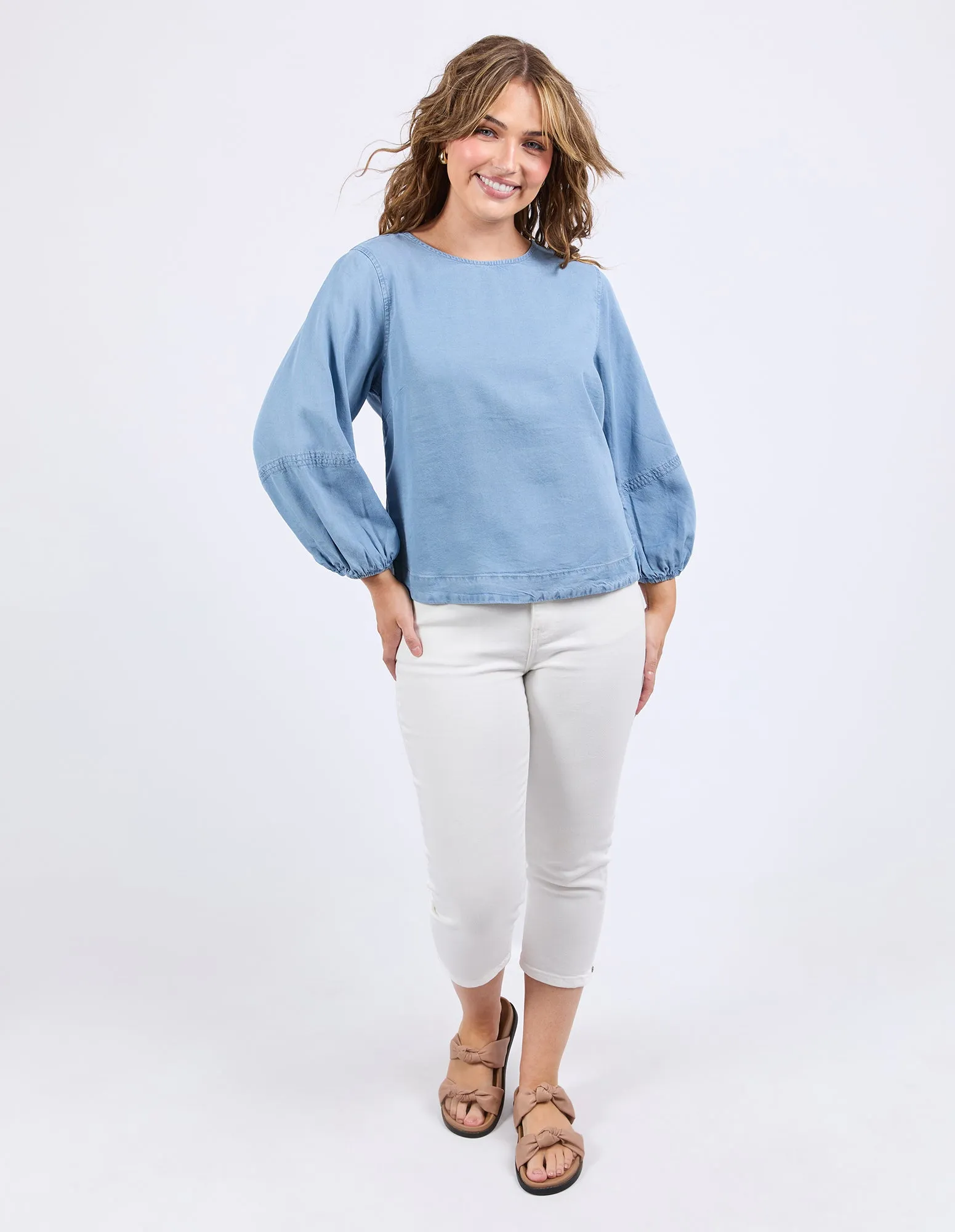 Della Chambray Top Mid Blue Wash sold by Elm Lifestyle product image thumbnail 2