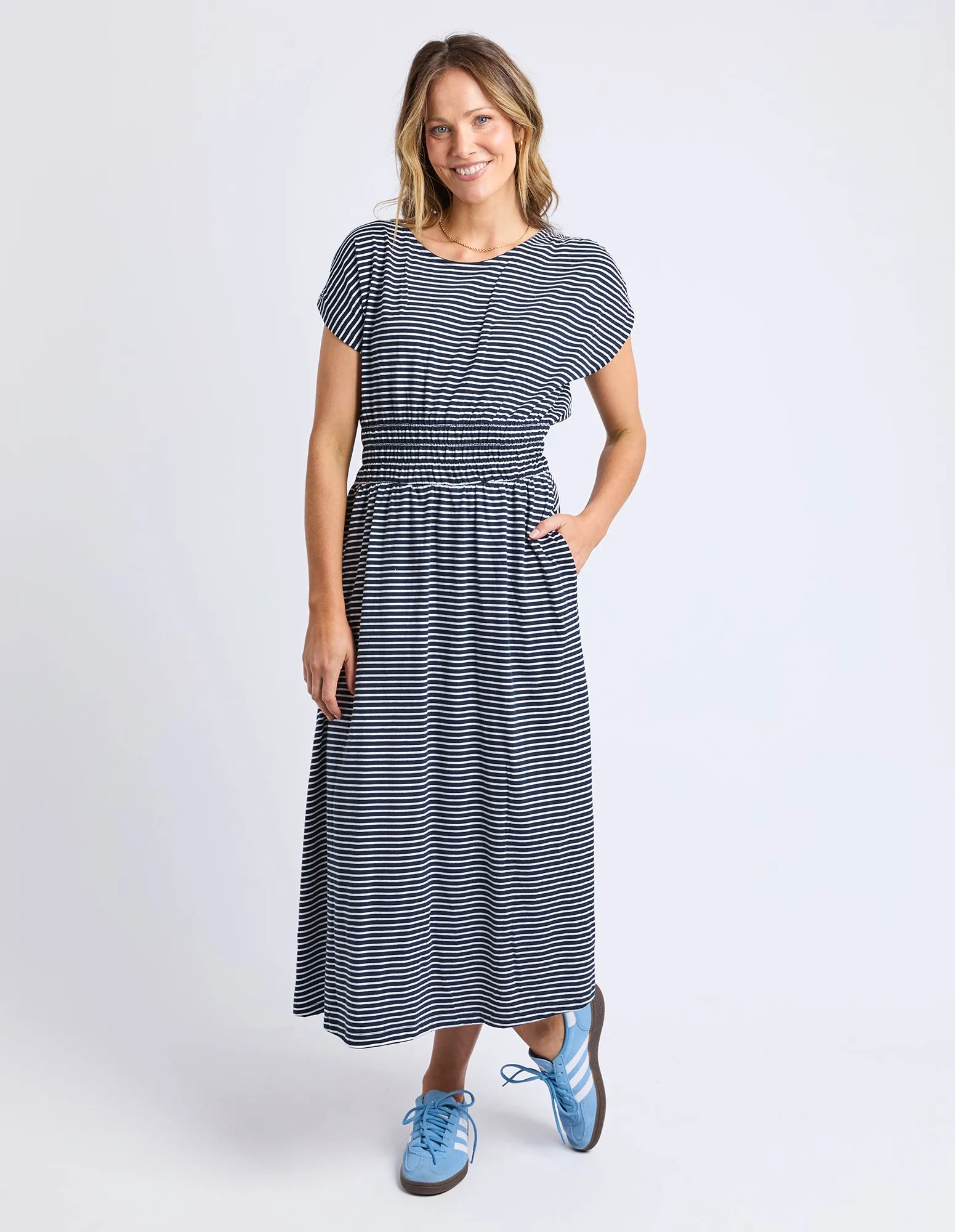 Nelle Dress Navy & White Stripe sold by Elm Lifestyle