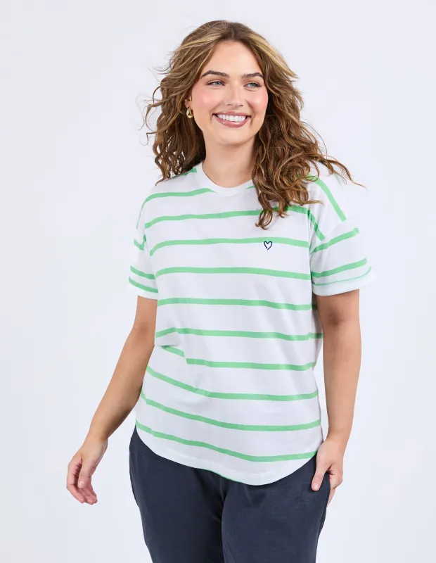 Halli Short Sleeve Tee Spring Green & White Stripe sold by Elm Lifestyle