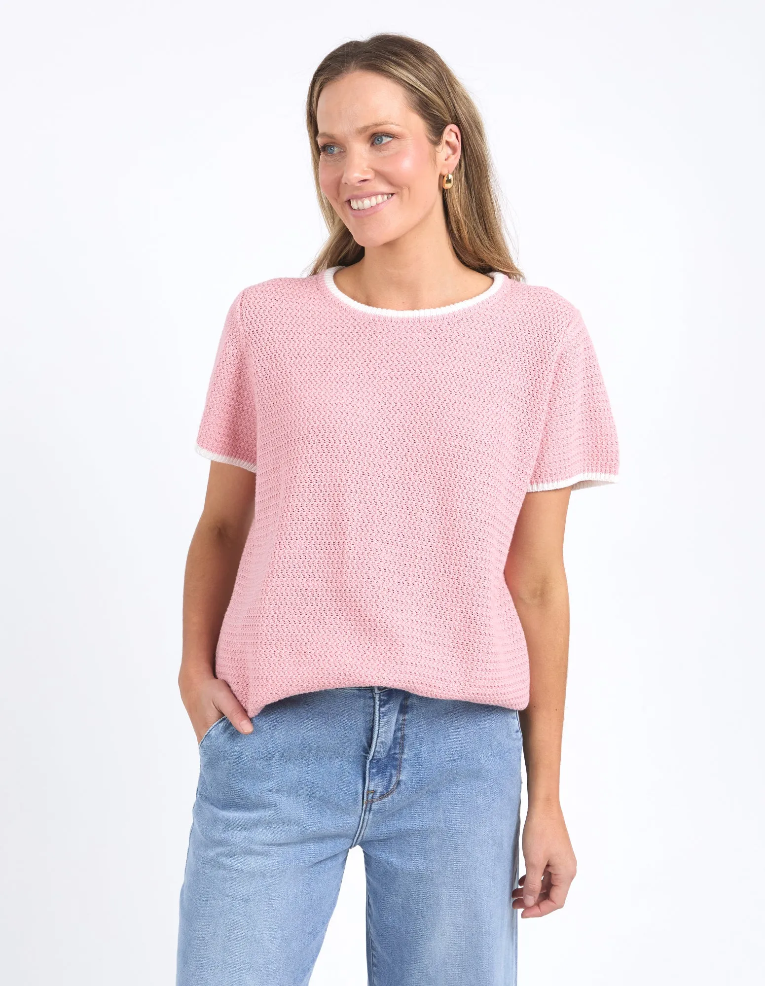 Camellia Short Sleeve Knit Pink Blush sold by Elm Lifestyle