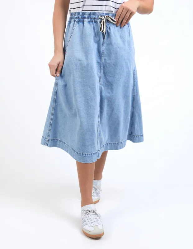 Greta Denim Skirt Light Blue Wash sold by Elm Lifestyle