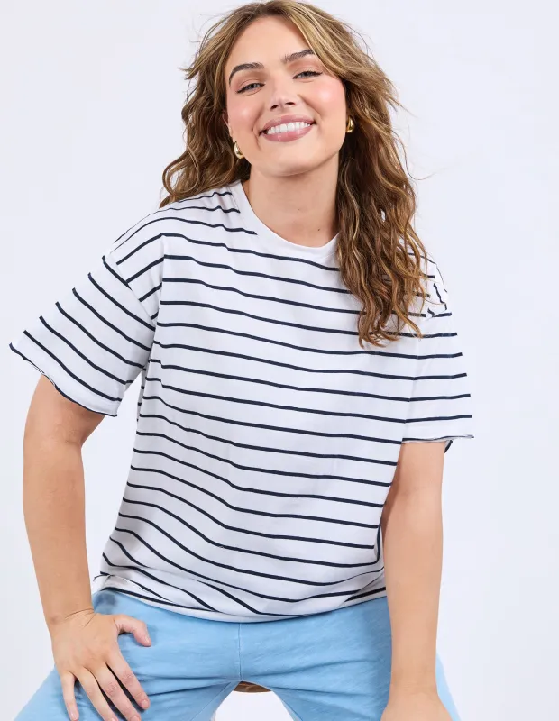 Winona Stripe Tee White & Navy sold by Elm Lifestyle