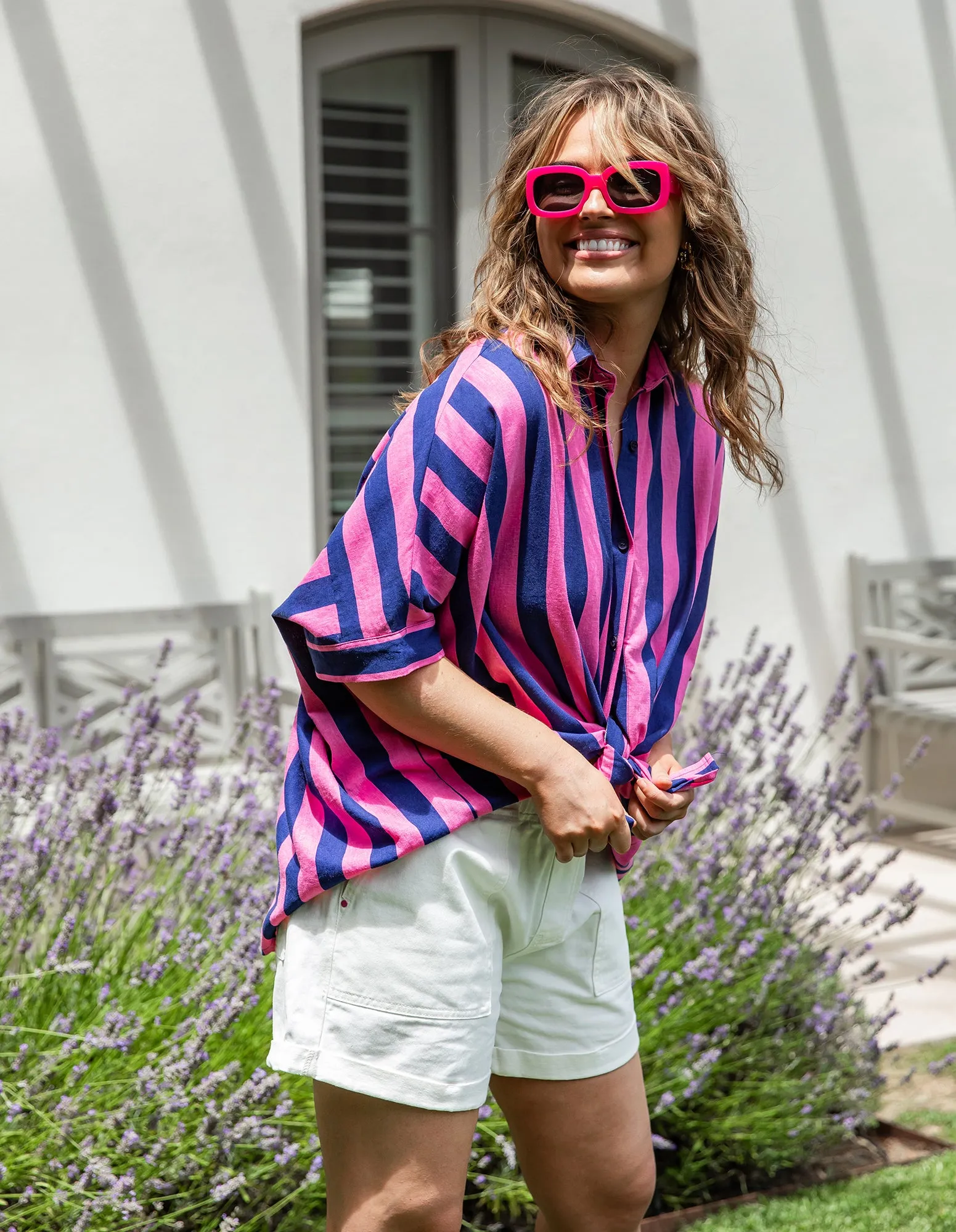 Palermo Stripe Shirt Printed Str Blu/ Pnk sold by Elm Lifestyle