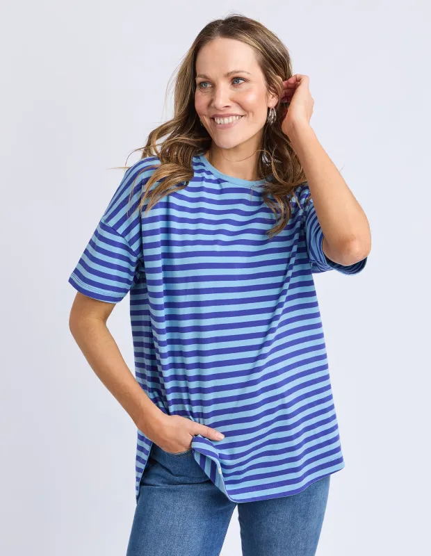 Lauren S/S Tee - Ocean Blue Stripe sold by Elm Lifestyle